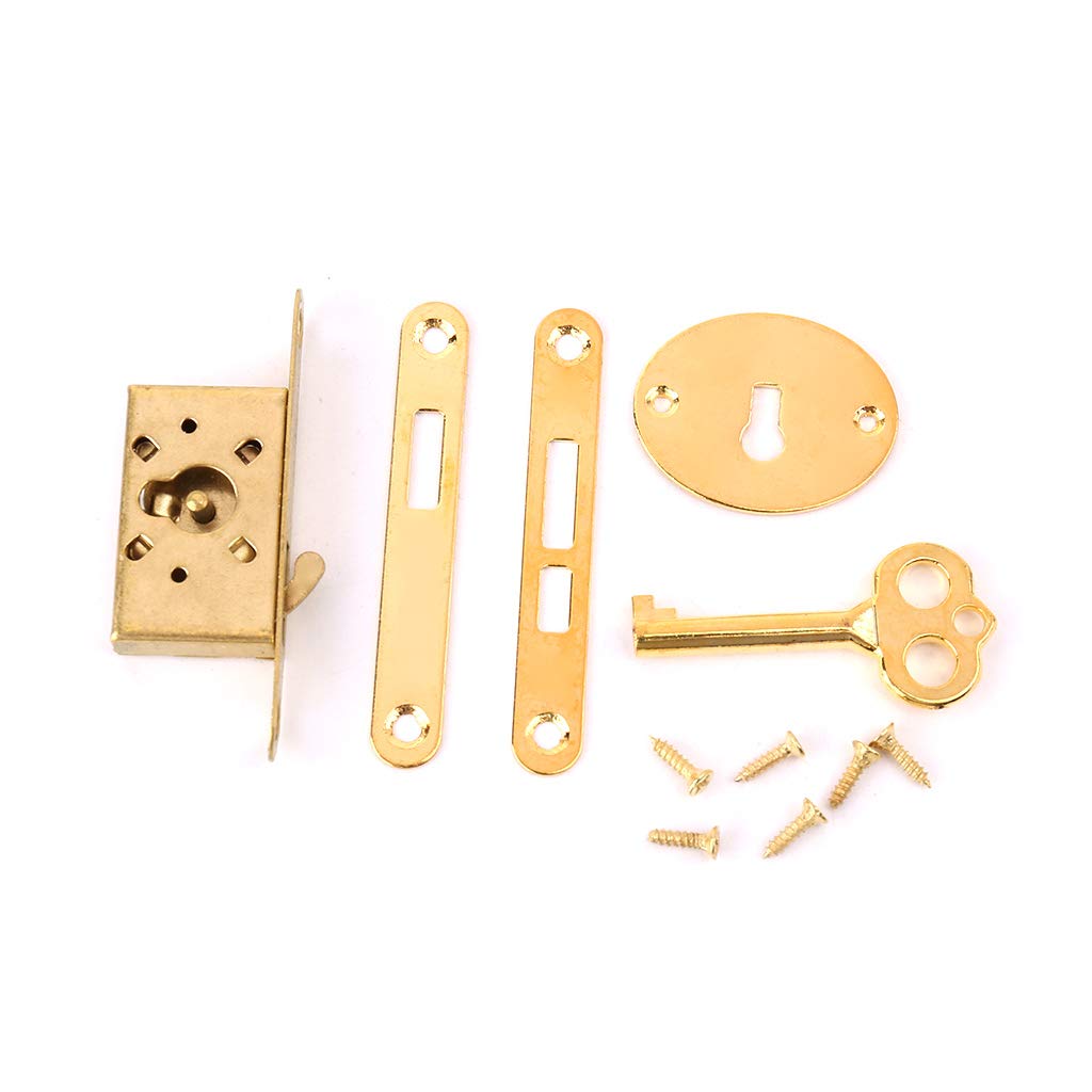 Vintage Antique Small Drawer Lock with Key - Cabinet Door Locks, Furniture Hardware Fittings for Jewelry Box, Wardrobe, Chest & Vintage Furniture Restoration