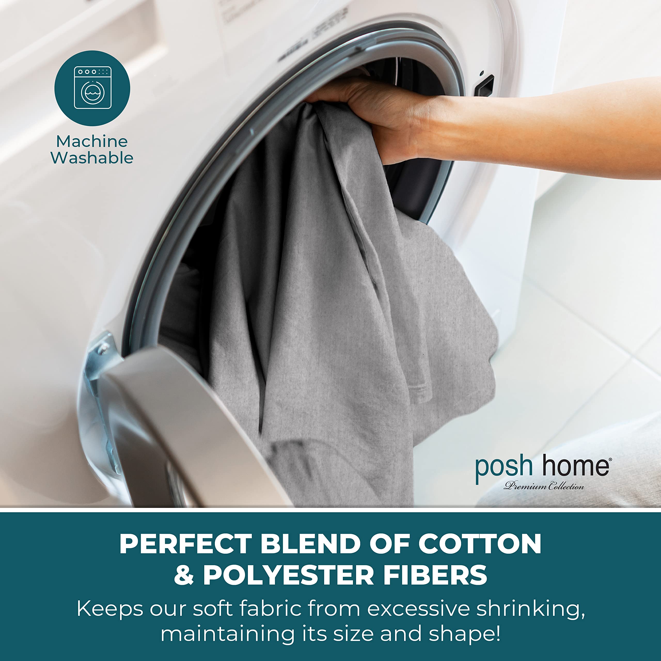 Posh Home Jersey Knit Sheet Set - 4-Piece Soft & Breathable Cotton Bed Sheets - Includes Flat Sheet, Fitted Sheet & 2 Pillowcases - King Size, Ashen Gray - Perfect for Cozy Nights & Comfortable Sleep