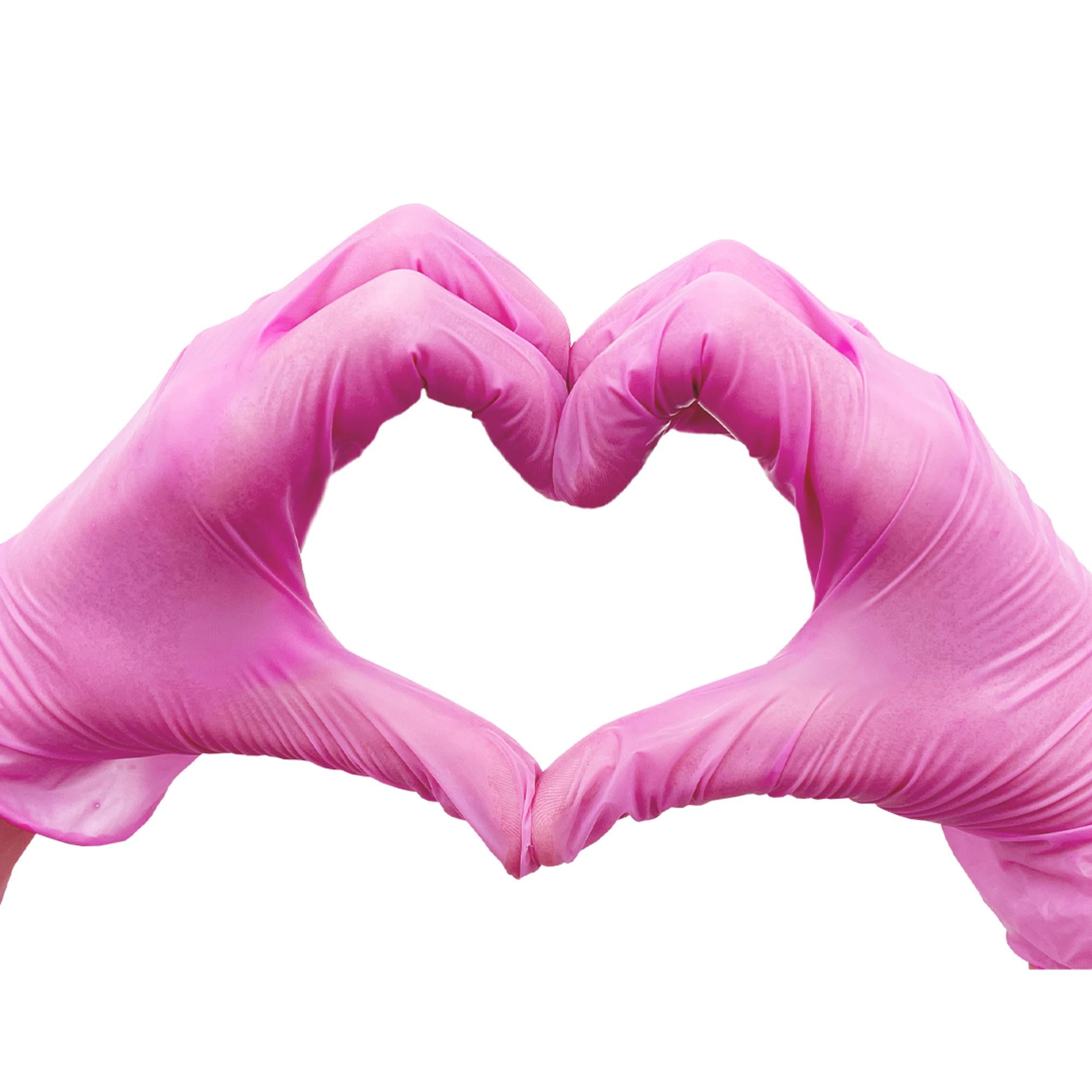 Colortrak Pink Disposable Vinyl Gloves - 100 Count Box | Food Service, Cleaning, Medical Exam Use