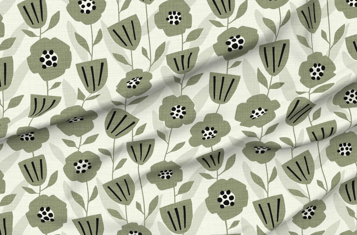 Mid Century Floral Neutral Botanical Earth Tone Elegant Garden Retro Printed Minky Fabric by The Yard - Soft Plush Material for Sewing Baby Blankets, Quilt Backing, Home Decor & DIY Crafts