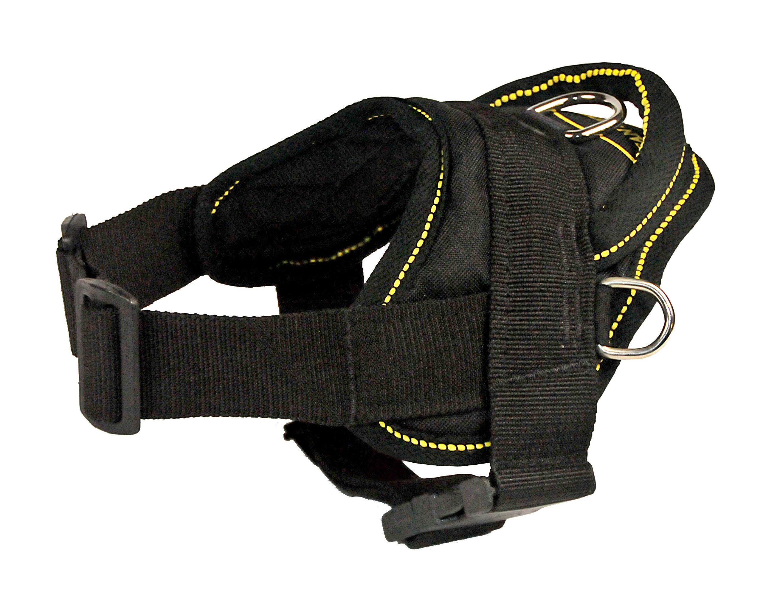Dean and Tyler DT Reflective Dog Harness - X-Small (20-23 Inch Girth) Adjustable No-Pull Vest for Small Dogs - Black with Yellow Trim - Perfect for Walking, Running & Outdoor Adventures