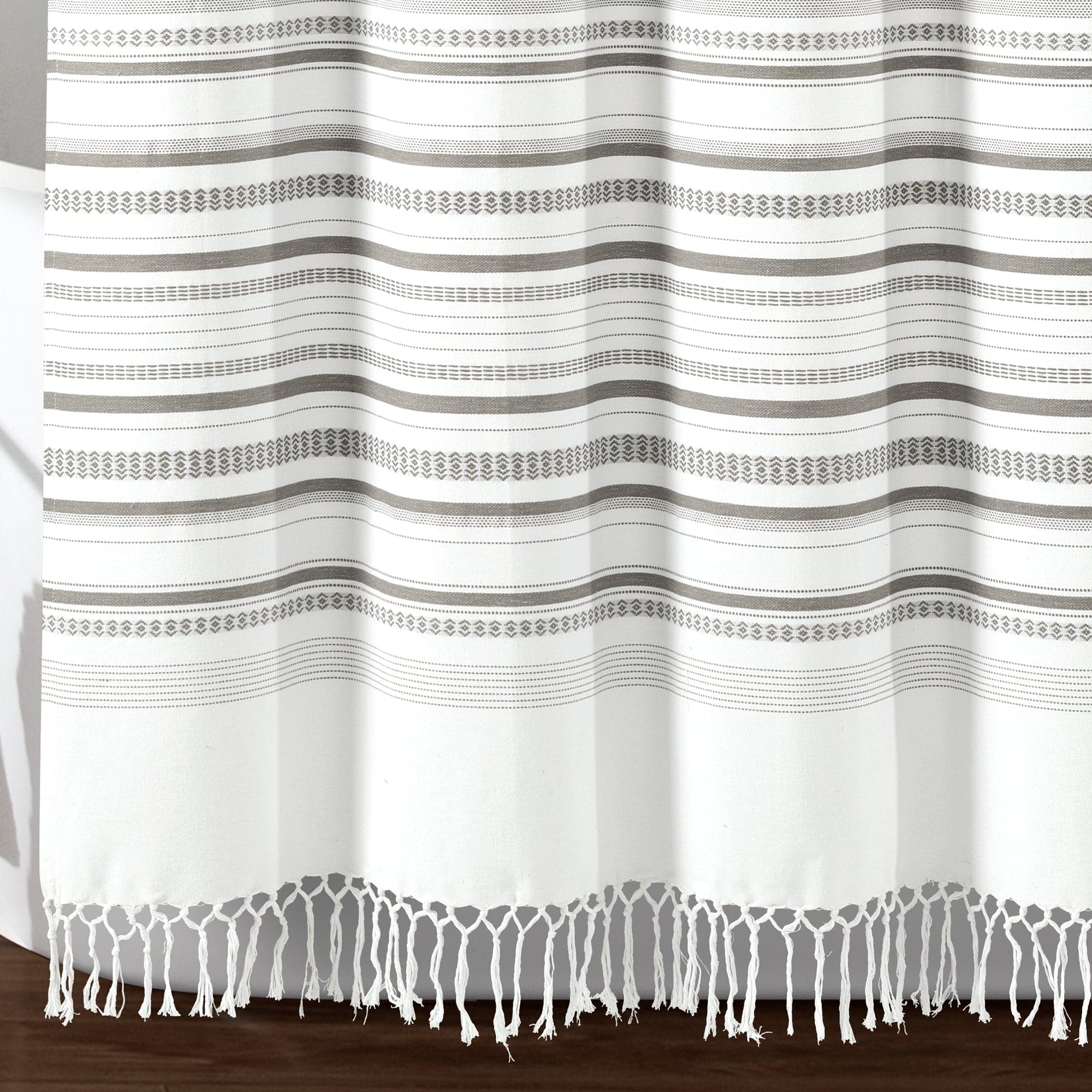 Eco-Friendly Woven Yarn Dyed Recycled Cotton Blend Shower Curtain - Waterproof Bathroom Decor for Modern & Sustainable Homes