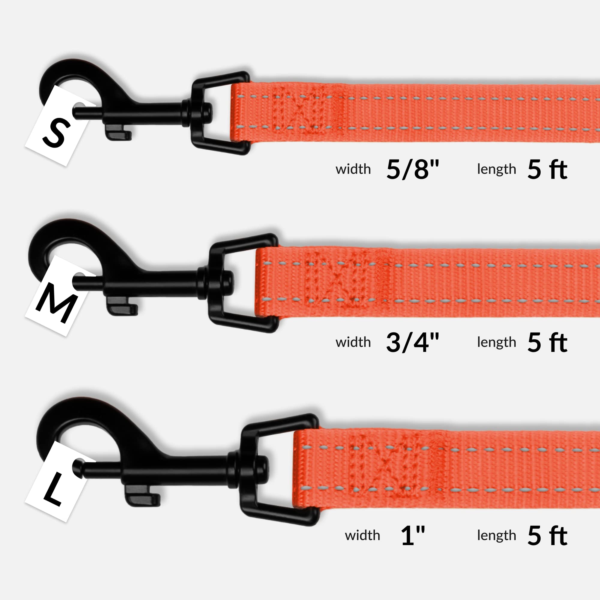 **CollarDirect Heavy Duty Reflective Nylon Dog Leash 5ft - Durable Pet Leash for Small, Medium & Large Dogs - Perfect for Outdoor Walking, Running & Training (Coral, Small)**