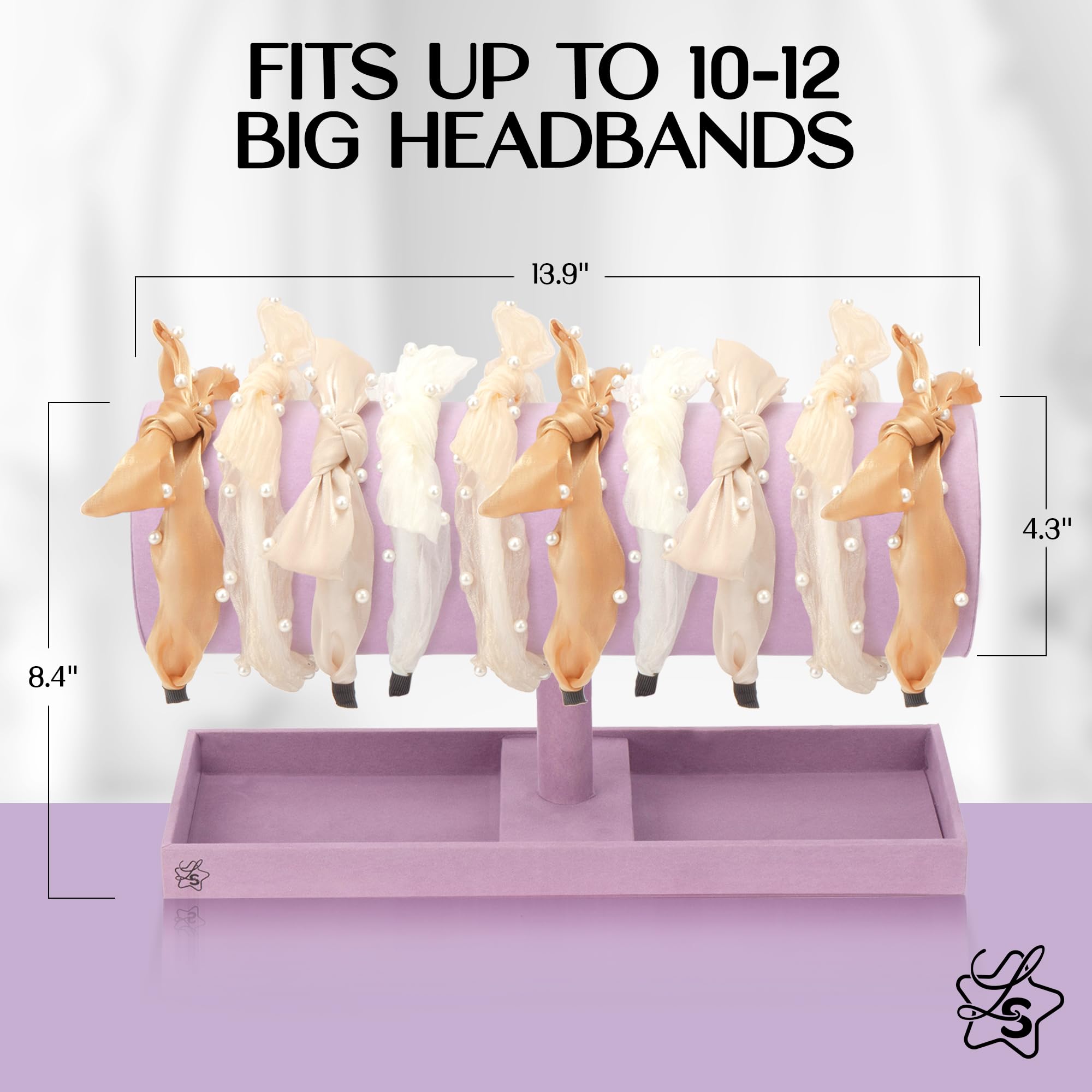 LS Lulu & Summer Headband Holder Organizer - Stylish Storage Stand Display Rack for Headbands, Hairbands, Disney Ears, Tiaras & Hair Accessories - Perfect for Women & Girls Bedroom, Bathroom & Vanity Organization (Purple)