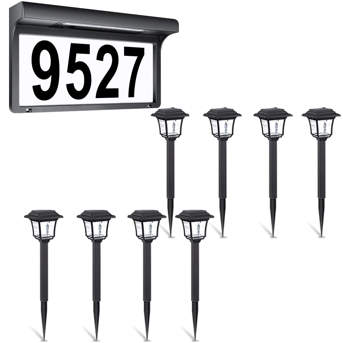 LeiDrail Solar Pathway Lights Outdoor - 8 Pack Black Waterproof Garden Lights with 2 Brightness Modes (4.3 x 4.3 x 16.2 Inches) for Yard, Patio, Walkway & Landscape Lighting | Weather-Resistant Solar Powered LED Lights for Driveway, Lawn, Deck & Backyard Decor