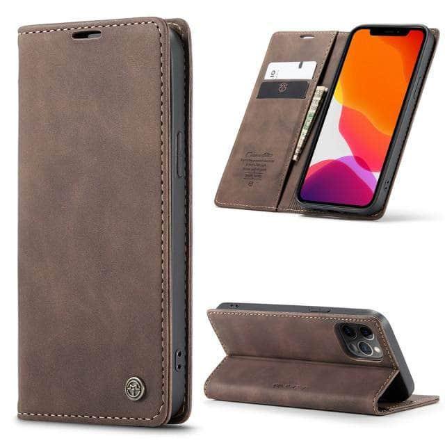 Vintage Leather Flip Case for iPhone 13 Pro - Retro Style Phone Cover with Card Holder & Magnetic Closure | Perfect for Daily Use, Travel & Business Meetings