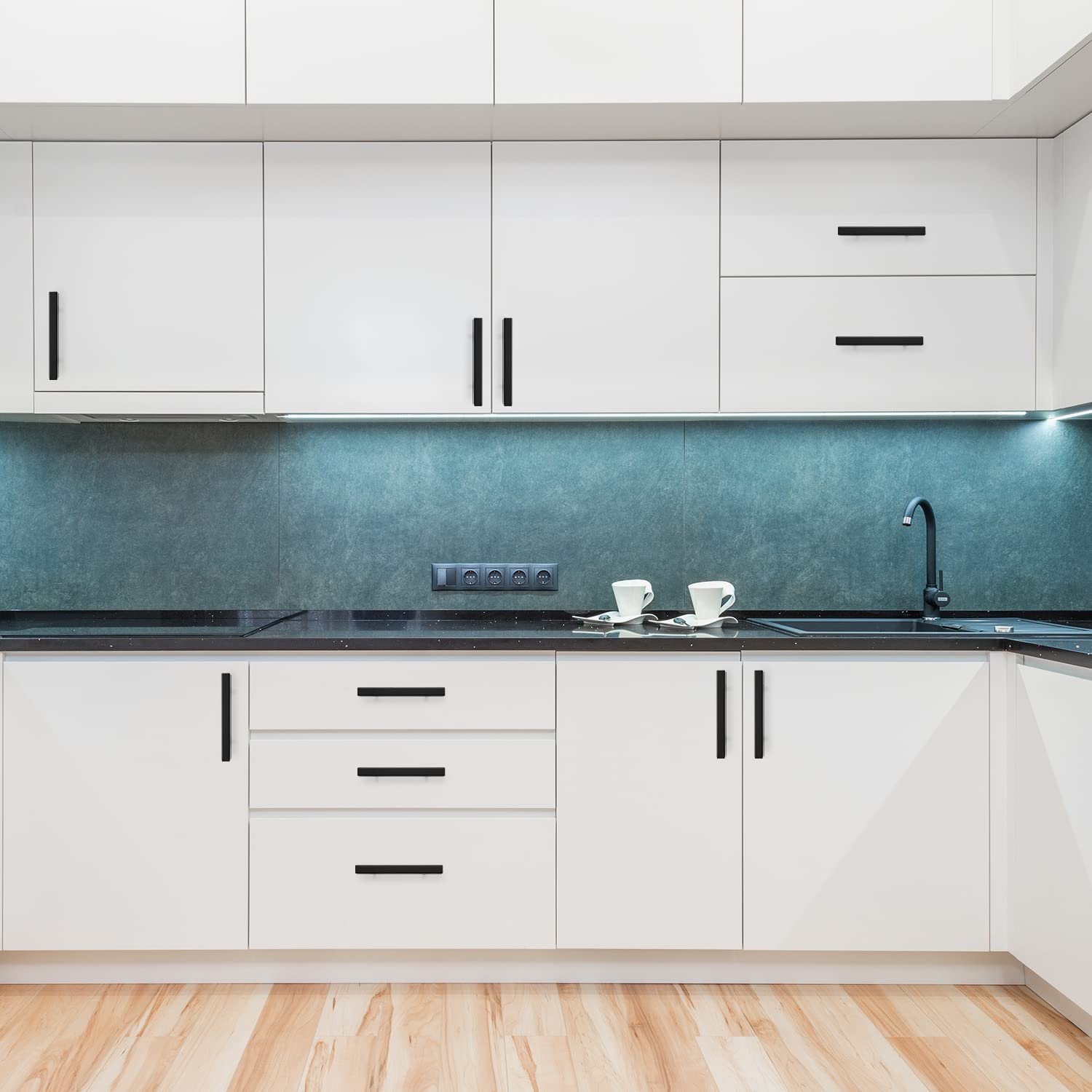 Ravinte 25 Pack 3 Inch Matte Black Cabinet Pulls - Kitchen Cabinet Handles with Drill Mounting Template (5in Overall Length) - Perfect for Modern Kitchen, Bathroom & Office Furniture Upgrade