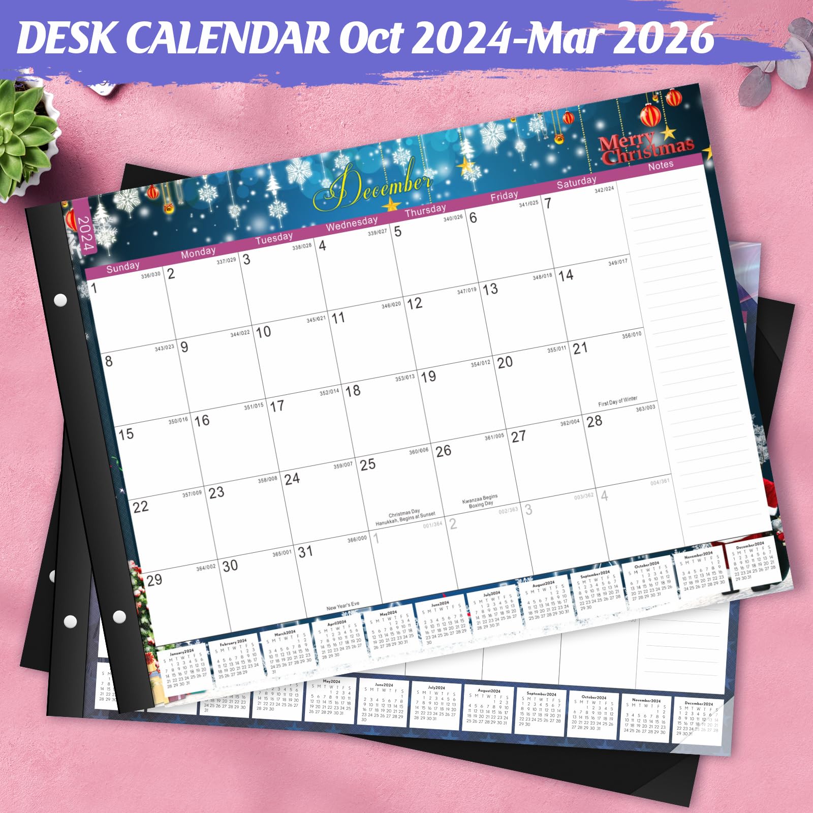 2025-2026 Large Desk Calendar 22x17 Inches - October 2024 to March 2026 Monthly Planner - Academic & Office Organizer with Seasonal Designs - Perfect for Home, School and Workplace Productivity