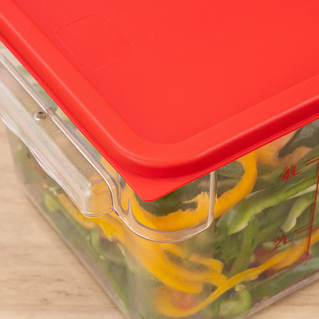 Met Lux 10-Pack Square Food Storage Container Lids - Red Plastic, Dishwasher & Freezer Safe, Date Indicator - Replacement Lids for Marinating & Meal Prep Containers (Containers Sold Separately) - Perfect for Restaurant, Catering & Home Kitchen Organization