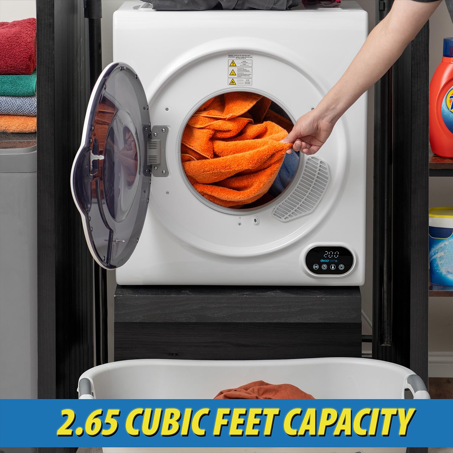 1400W Front Load Tumble Dryer with Stainless Steel Tub - 4 Drying Programs, Auto Humidity Sensor & LCD Touch Panel | Perfect for Apartments, Laundromats & Small Homes | Fast Drying & Energy Efficient
