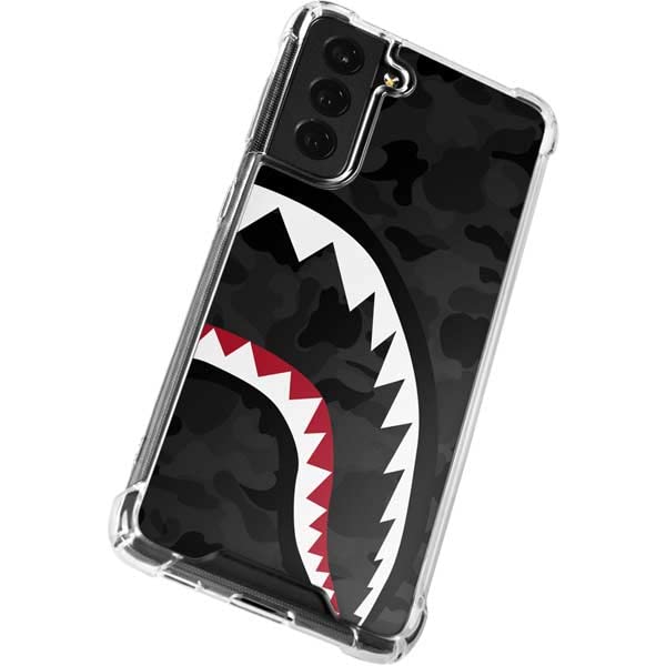 Skinit Clear Protective Phone Case for Samsung Galaxy S22 Plus - Shark Teeth Grey Street Camo Design | Slim Shockproof Cover for Everyday Use & Outdoor Activities