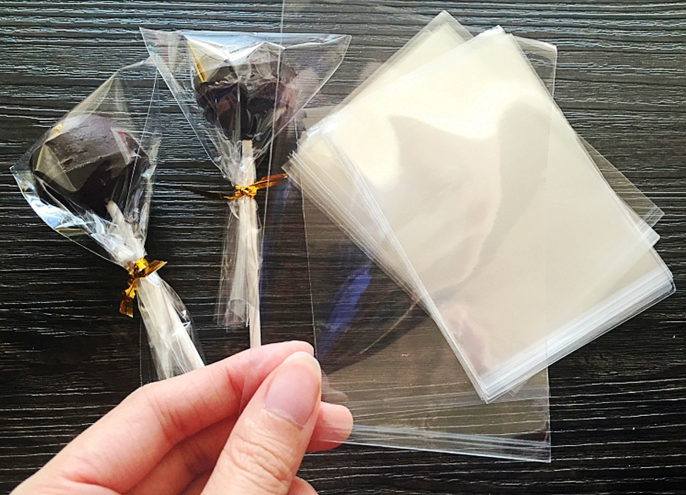 JZK 200 Clear Rectangle Cellophane Treat Bags with Ties for Candy, Snacks & Confetti - Perfect for Wedding Favors, Birthday Parties, Christmas, Halloween & Baby Showers