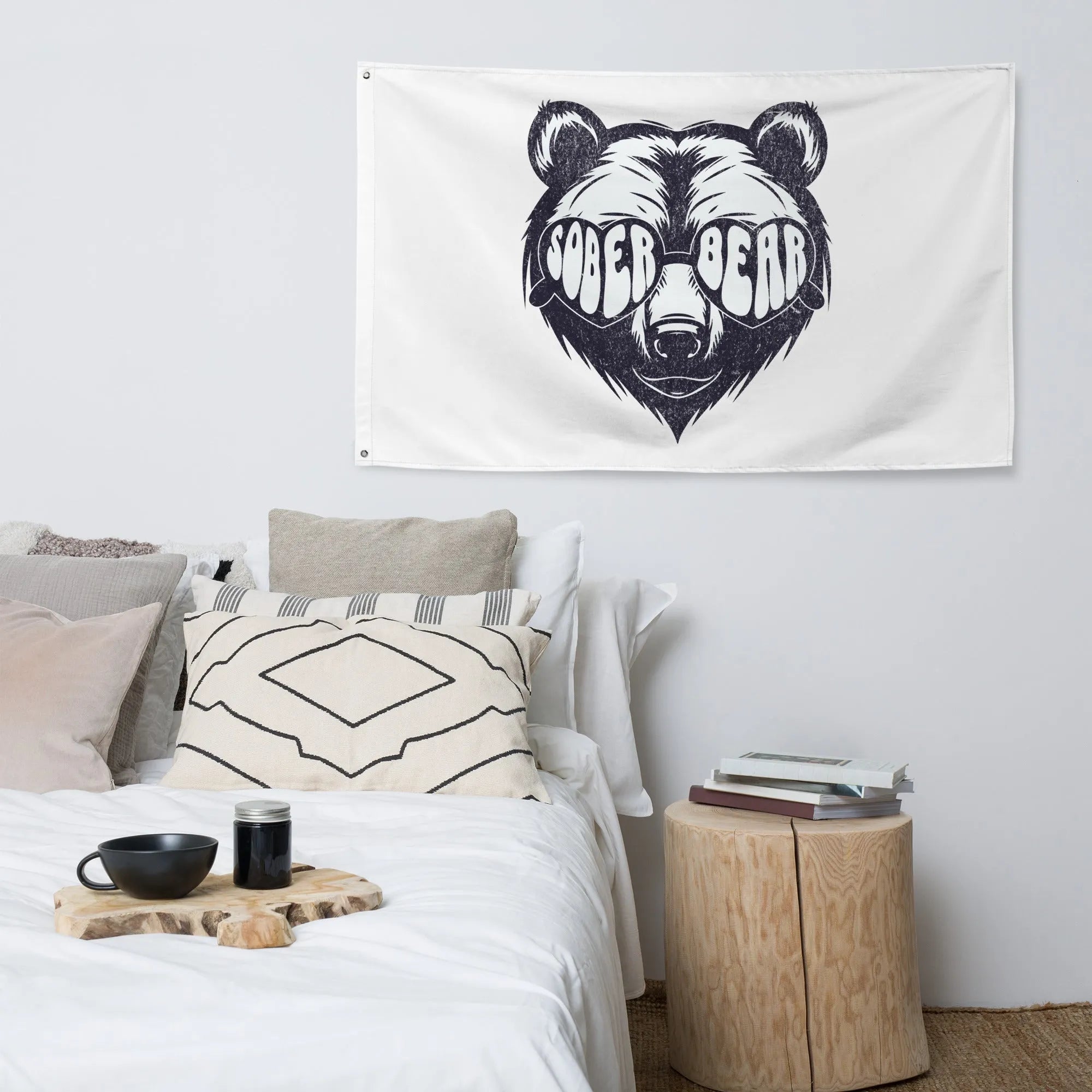 Sober Bear Flag - Motivational Sobriety Banner for Recovery & AA Meetings - Perfect for Home, Office, and Support Group Decor