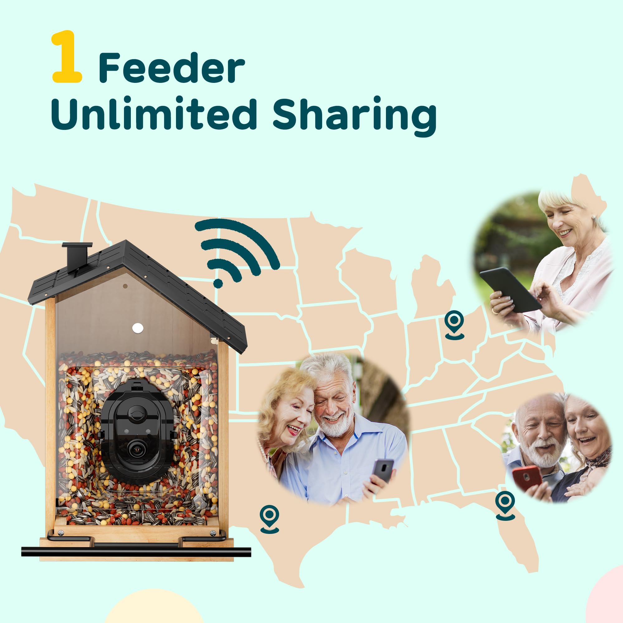 Solar Powered Bird Feeder Camera with AI Recognition - 3L Capacity Smart Bird Feeder Identifies 10,000+ Species | Cloud Storage, Auto Capture & Instant Alerts | Perfect Gift for Bird Watchers | Ideal for Backyard Birding & Wildlife Observation