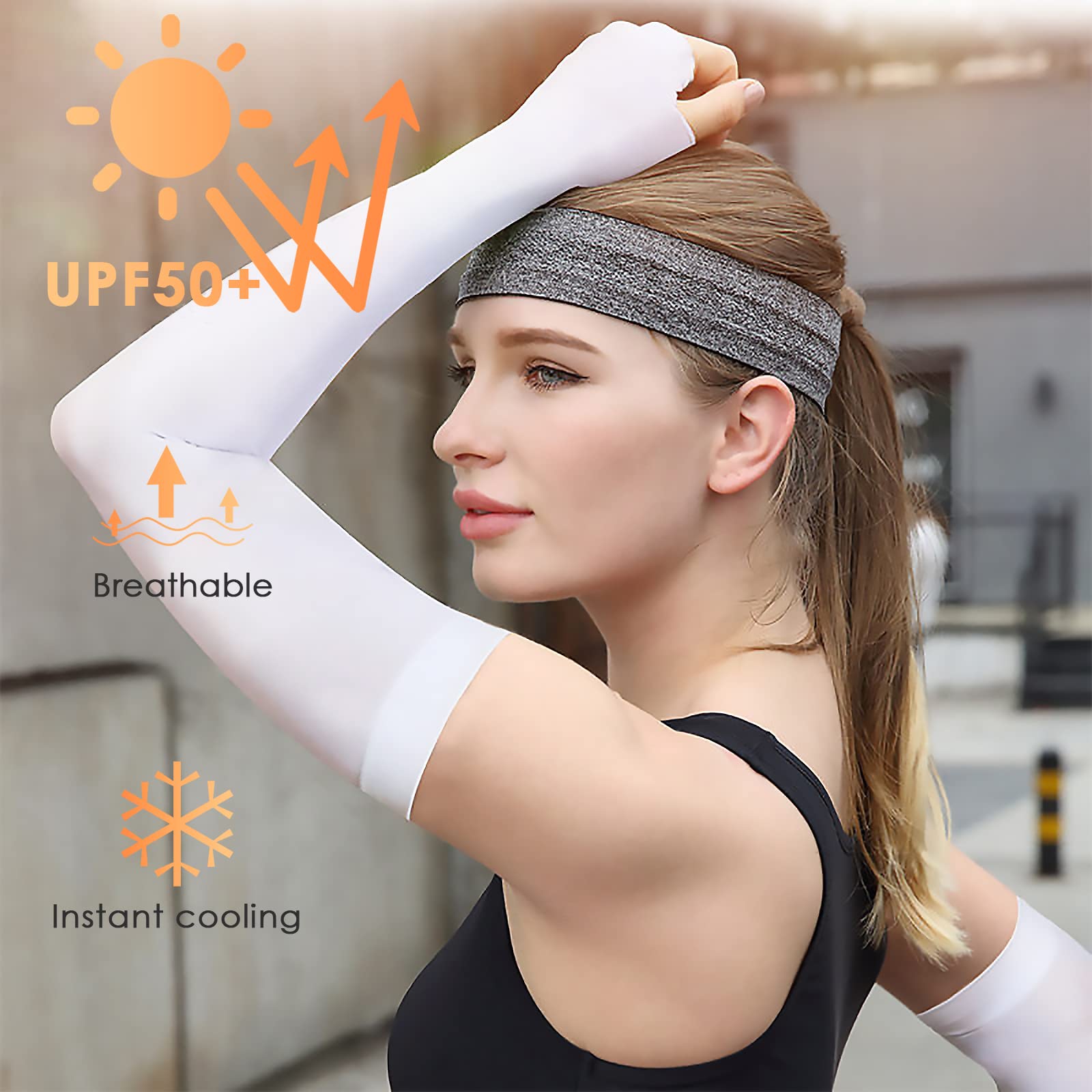 LumiSyne 2 Pairs UV Protection Arm Sleeves for Men & Women - UPF 50+ Cooling Compression Sleeves for Cycling, Hiking, Tattoo Cover - Breathable & Stretchable Sun Protection Arm Wear for Outdoor Sports & Daily Use