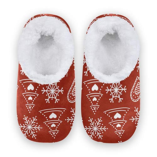 Cozy Christmas Fleece House Slippers for Women & Men - Soft Coral Plush Indoor Shoes (US 5-6) - Perfect for Winter Comfort, Holiday Gifts & Home Relaxation