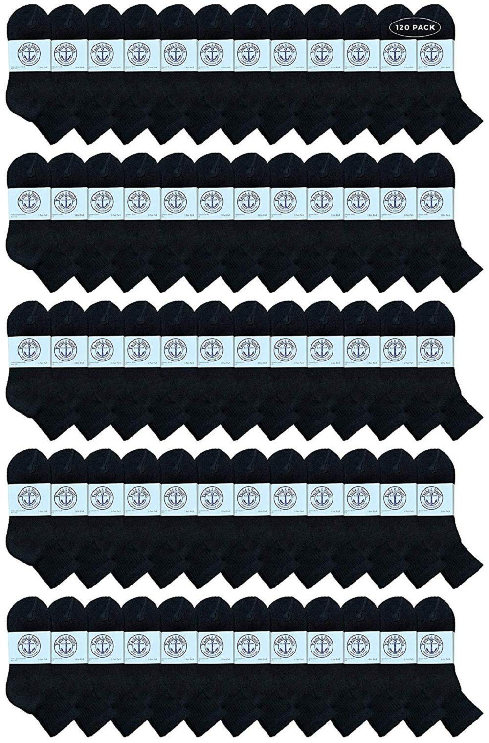 120 Pairs Bulk Women's Cotton Mid Ankle Athletic Socks - Size 9-11 - Yacht & Smith Wholesale - Perfect for Sports, Running, Gym & Everyday Wear