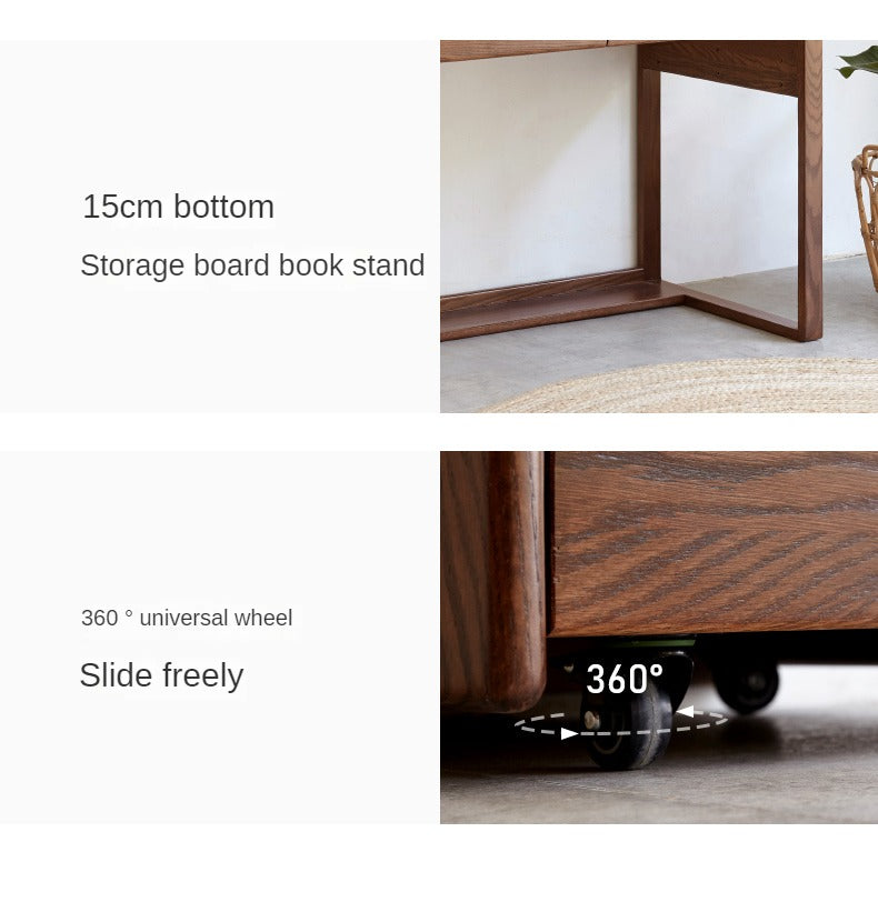 Solid Oak Wood Modern Combination Desk - Home Office Workstation for Study, Writing & Computer Use