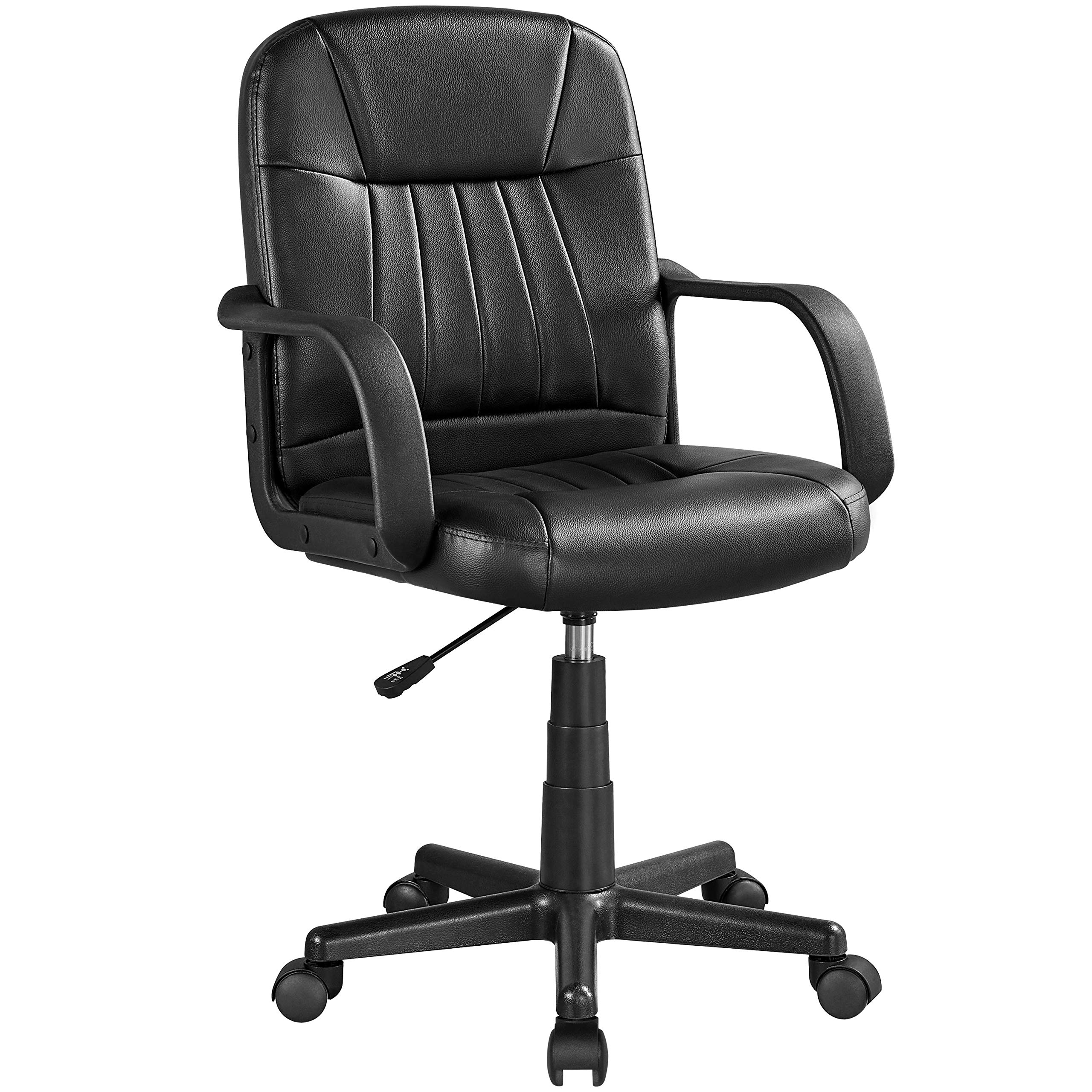 Yaheetech Ergonomic Office Chair - Mid Back Executive Swivel Task Chair with Lumbar Support, Adjustable Height & Rolling Wheels - Perfect for Home Office, Conference Room & Workspace