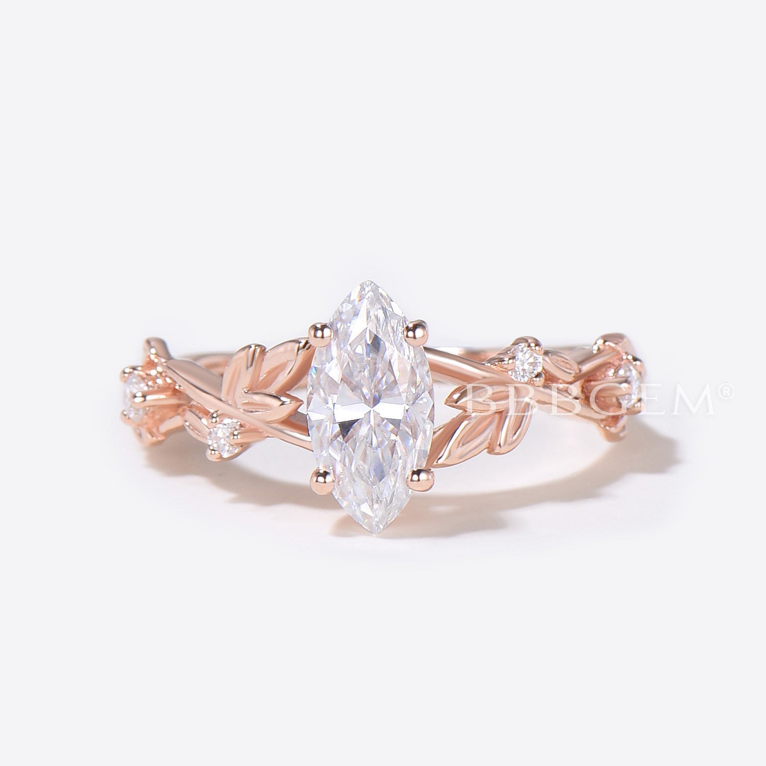 Marquise Cut Moissanite Engagement Ring Set with Leaf Branch Design - Perfect for Wedding Proposals, Anniversaries & Romantic Gifts