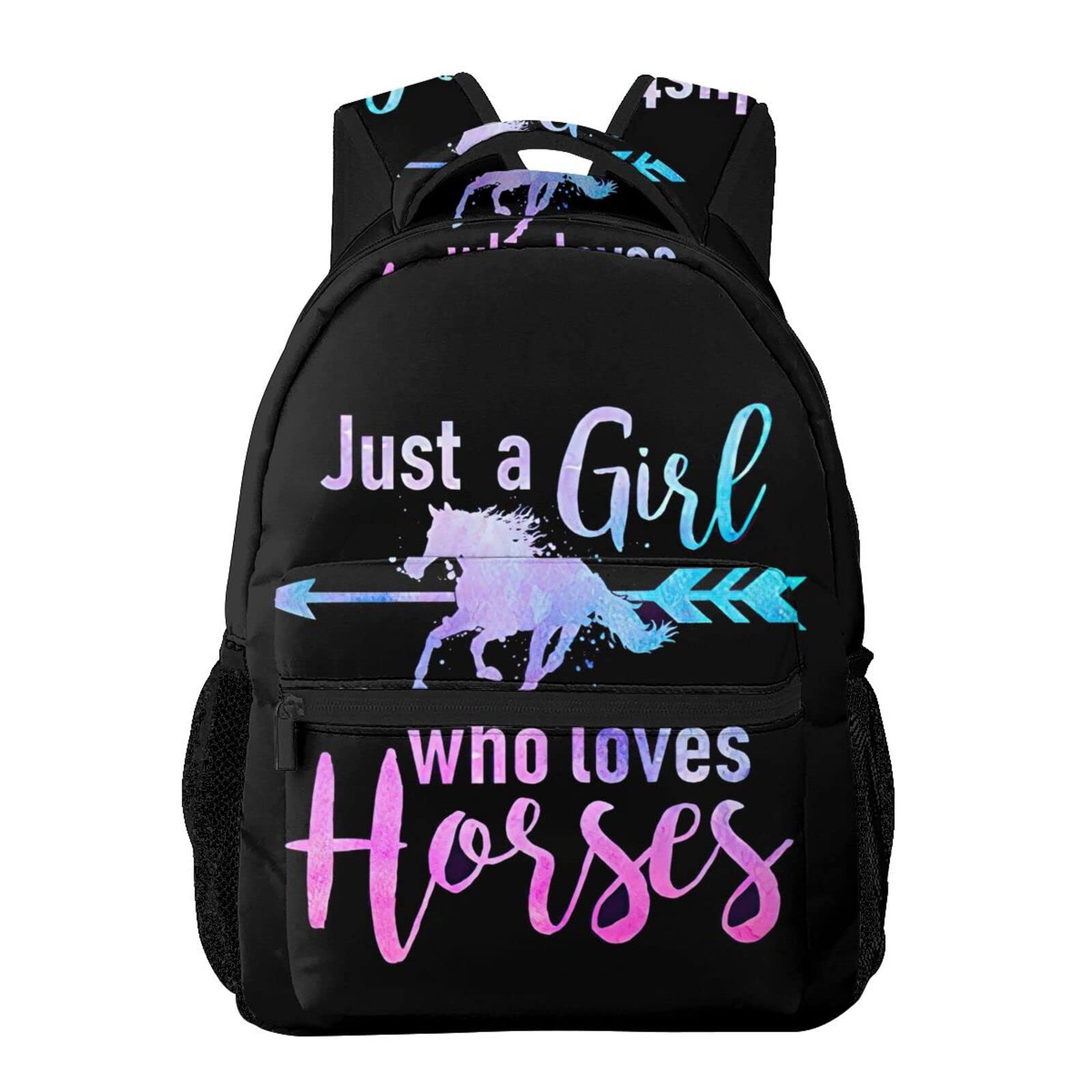 SHAMZBEST Just A Girl Who Loves Horses Backpack - Multifunctional Women's School Bag for Girls, Durable Lunch Bag & Handbag - Perfect for School, Travel, and Outdoor Activities