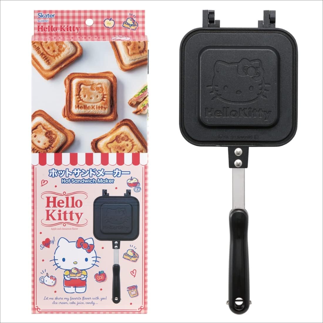 Hello Kitty Sandwich Maker - Cute Skater Design, Non-Stick Aluminum Pan, Direct Heat for Perfect Grilled Cheese & Snacks - Ideal for Kids' Lunch, Breakfast, and Party Snacks