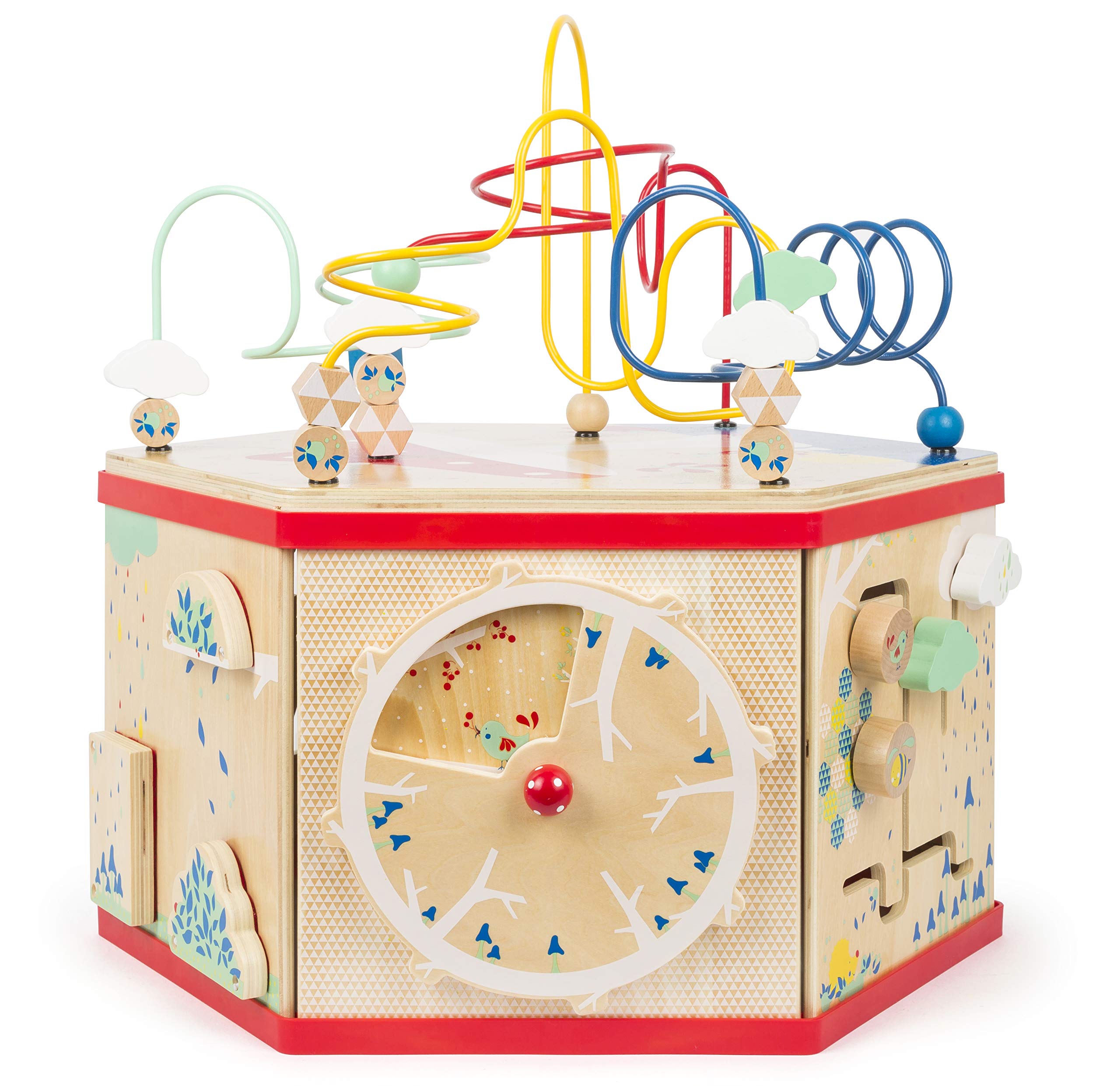**Small Foot Wooden Activity Cube XL – 7-Sided Educational Toy with Bead Maze, Puzzle, Shape Sorter, Clock & Wheels – Develops Fine Motor Skills & Dexterity for Toddlers 12+ Months – Perfect for Playtime, Learning & Daycare Activities**