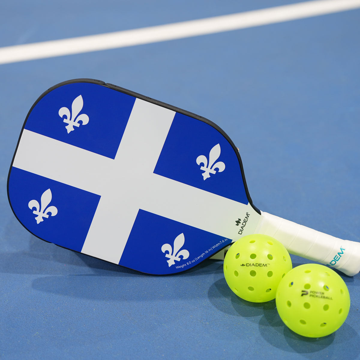 Diadem Icon V1 Quebec Flag Pickleball Paddle - Premium Demo Rental (17) for Tournament & Recreational Play