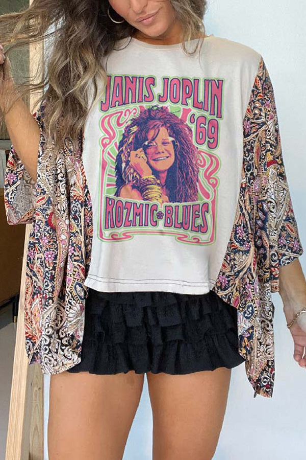 Stylish Ethnic Print Batwing Sleeve Loose Blouse for Women - Boho Chic Fashion Top for Casual Outings & Summer Festivals