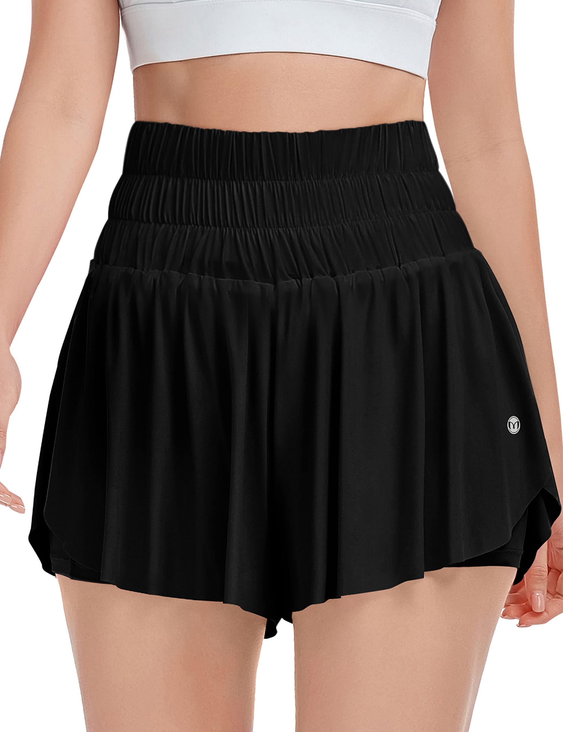 MIRITY 2-in-1 Women's Athletic Shorts - Breathable Running, Yoga & Workout Shorts with Pockets - Butterfly Biker Shorts for Summer Outdoor Activities & Gym Wear