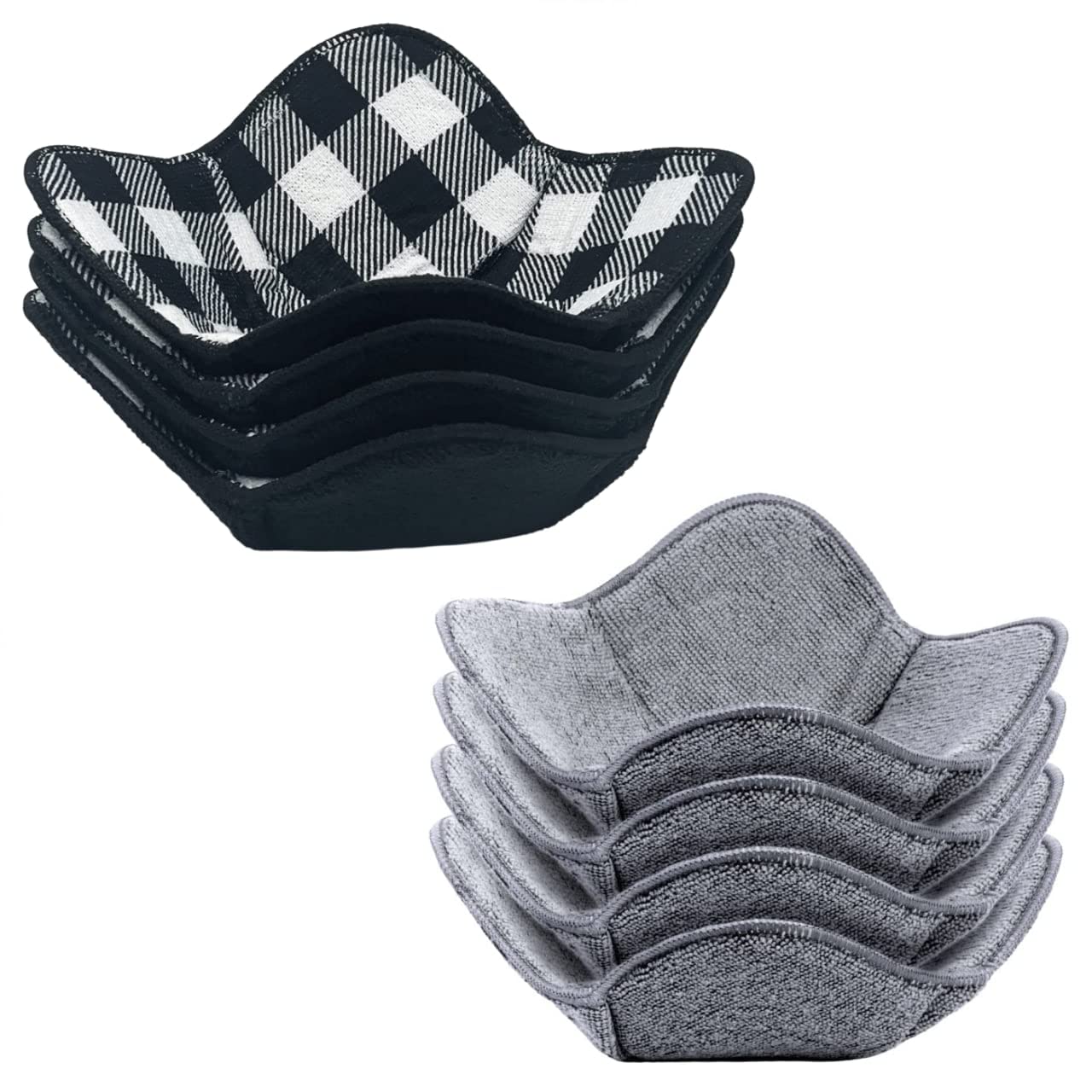 Microwave Bowl Holders Set of 2 - Heat Resistant Black & Gray Pot Holders for Hot Dishes - Perfect for Cooking, Serving, and Microwave Use