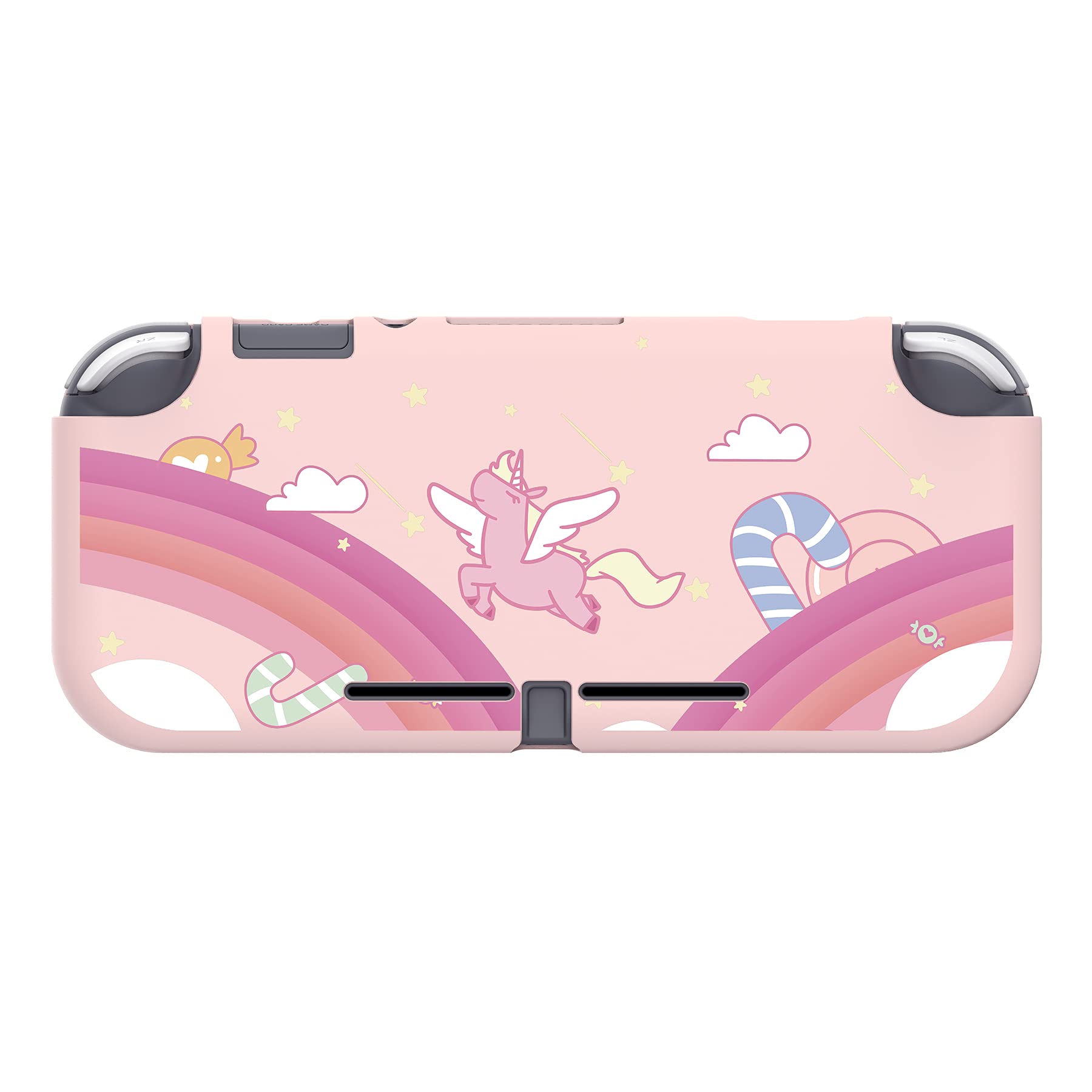 eXtremeRate PlayVital Protective Case Cover for Nintendo Switch Lite - Shockproof & Scratch-Resistant Unicorn Rainbow Design - Perfect for Gaming, Travel, and Everyday Protection