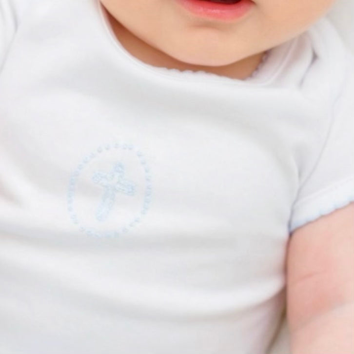 Blessed Embroidered Baby Bodysuit - Soft Blue Cotton Onesie for Newborns & Infants | Perfect for Baptism, Christening & Special Occasions