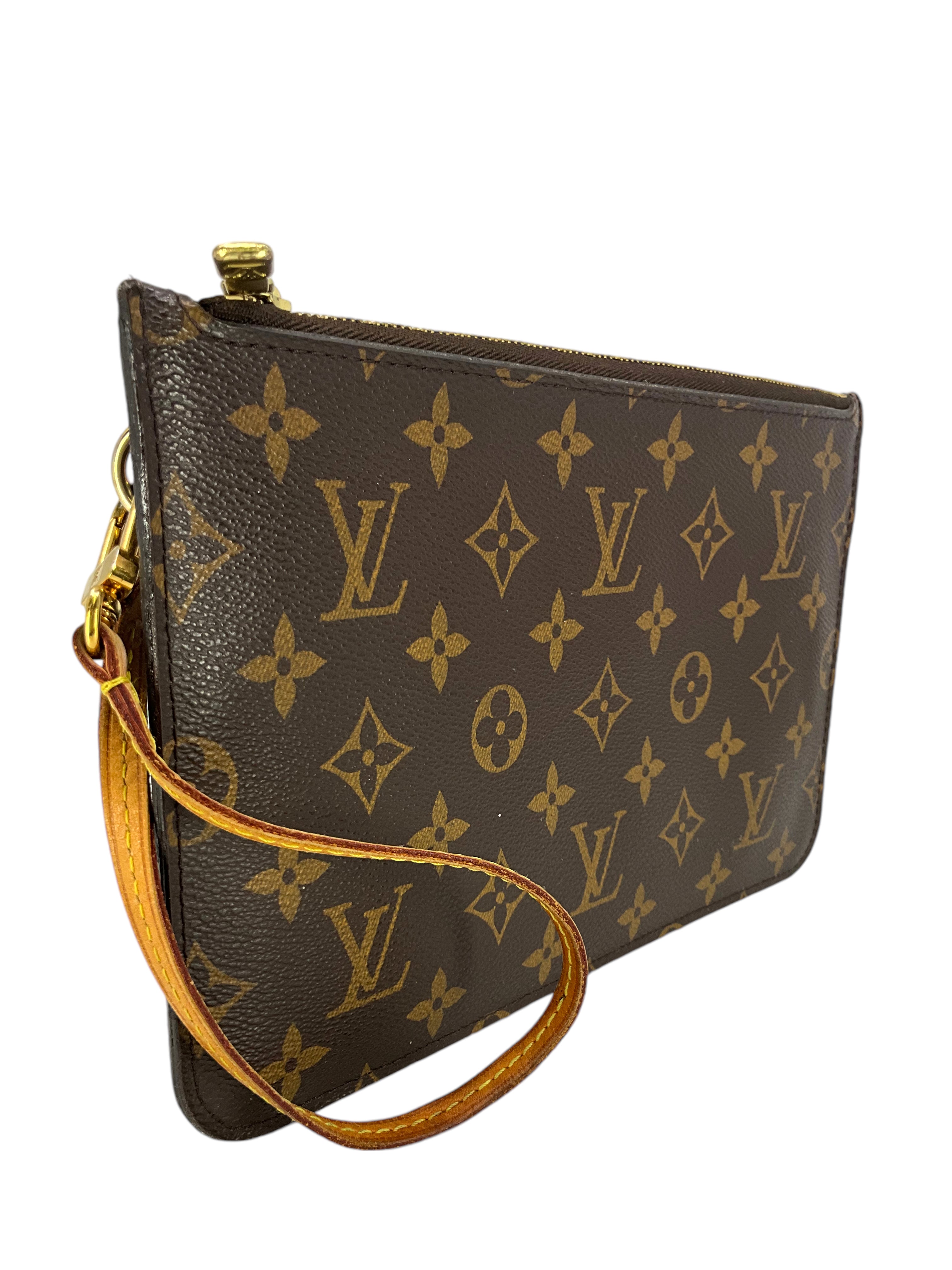 Original Louis Vuitton Monogram Neverfull MM Pochette Wristlet Crossbody Bag - Luxury Designer Handbag for Women, Perfect for Shopping, Travel & Everyday Use