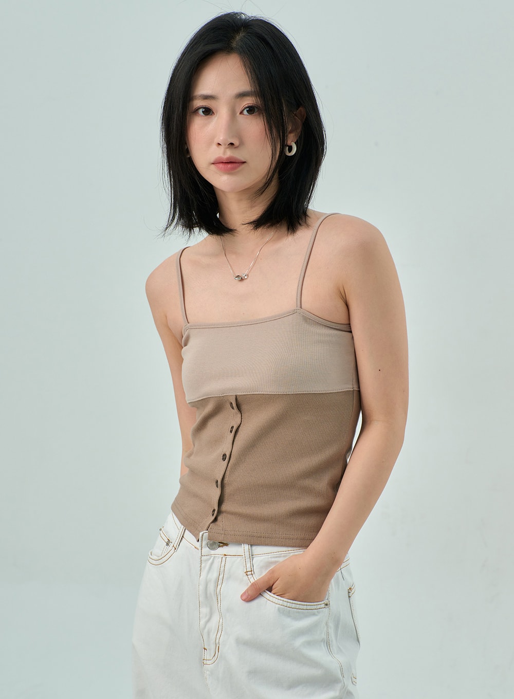 Stylish Women's Button Thin Strap Top OY315 - Casual Summer Blouse for Beach Outings & Date Nights
