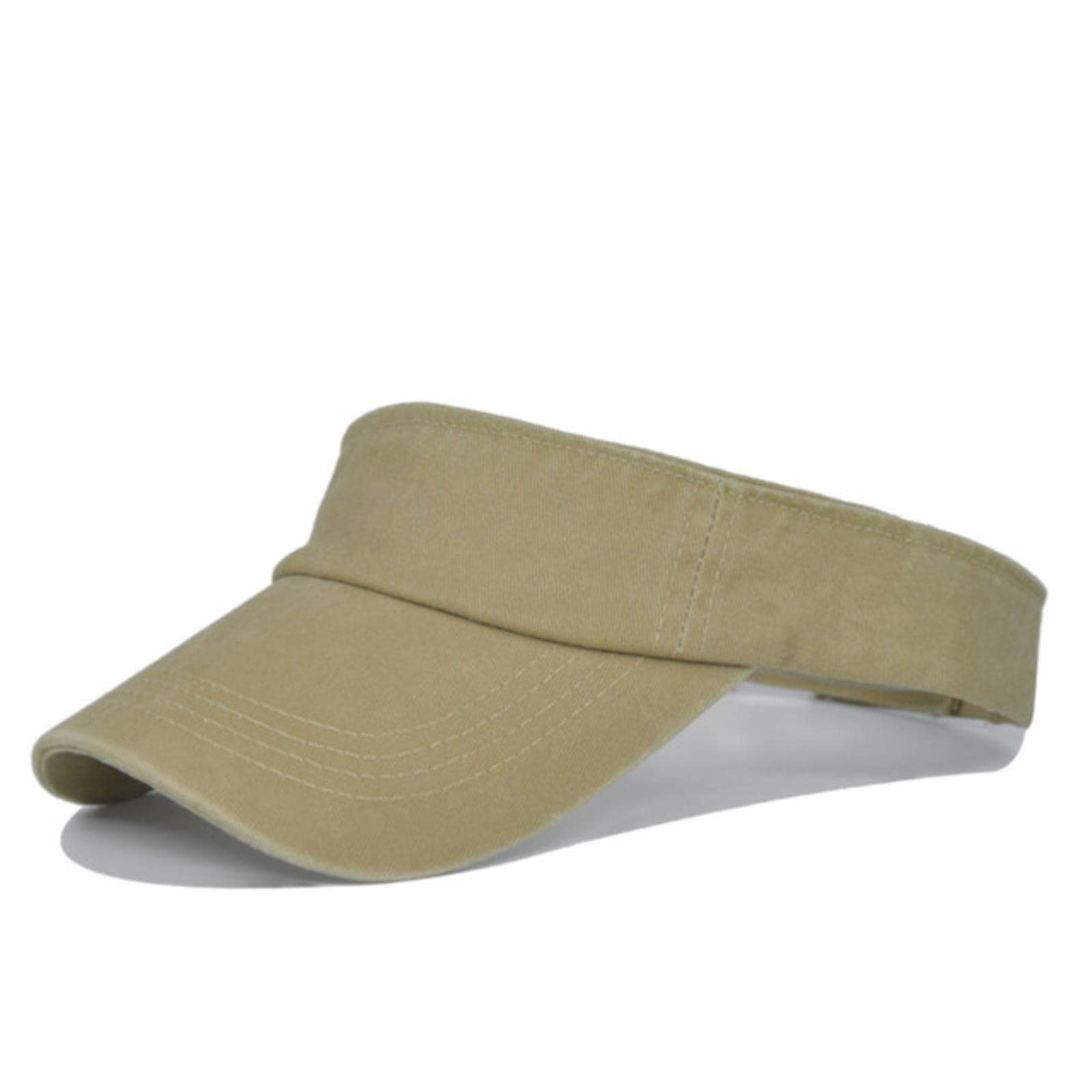 YesQMI Summer Sports Sun Hat for Women & Men - Adjustable Cotton UV Protection Visor Cap for Tennis, Golf, Running - Breathable Sunscreen Outdoor Hat (Khaki, One Size) | Perfect for Beach, Hiking & Travel