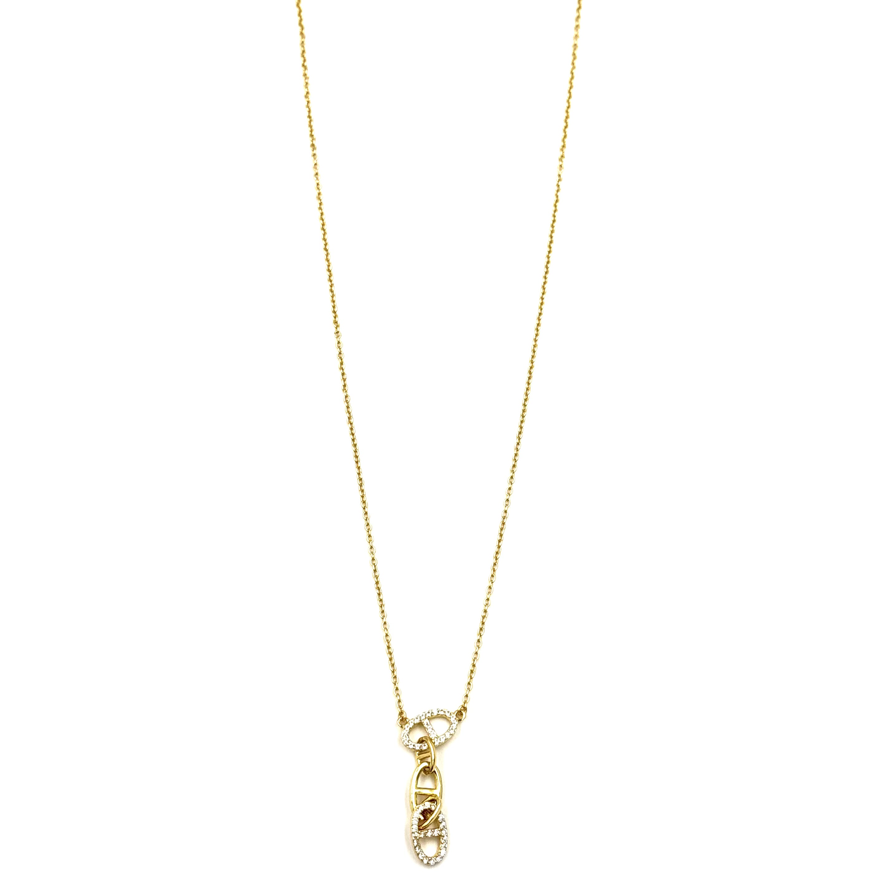 Ashley Gold Sterling Silver Gold Plated CZ Drop Bottle Cap Necklace - Elegant Jewelry for Women, Perfect for Parties, Weddings & Date Nights