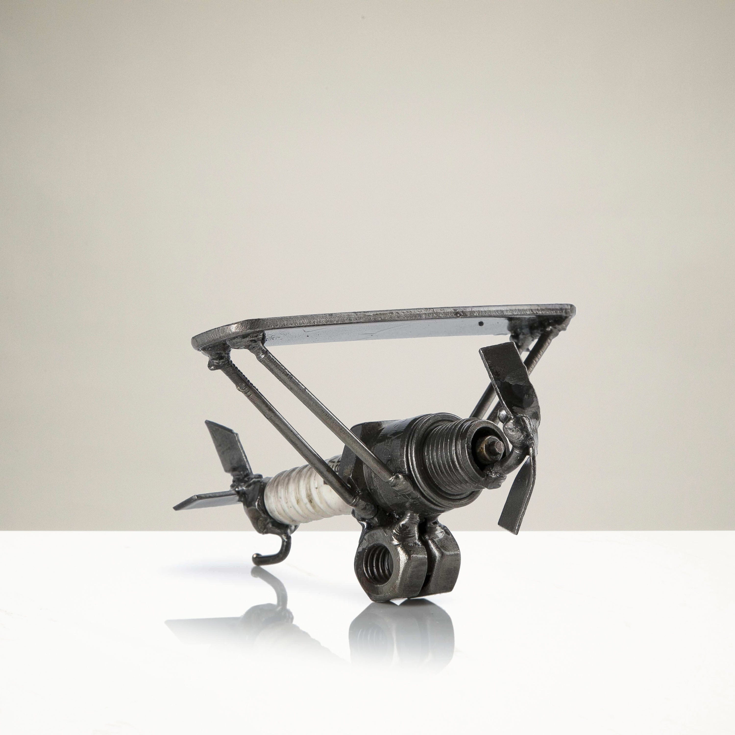 Eco-Friendly Airplane Inspired Recycled Metal Wall Art Sculpture - Unique Home & Office Decor for Aviation Enthusiasts