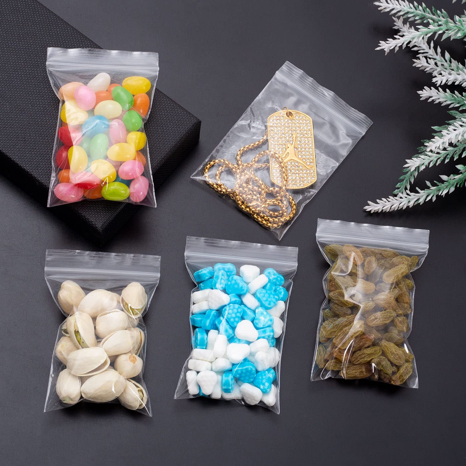 400 PCS Small Plastic Bags - 4 Sizes Resealable Mini Poly Bags for Jewelry, Pills, Beads & Screws - Clear Storage Baggies for Organizing, Packaging & DIY Crafts