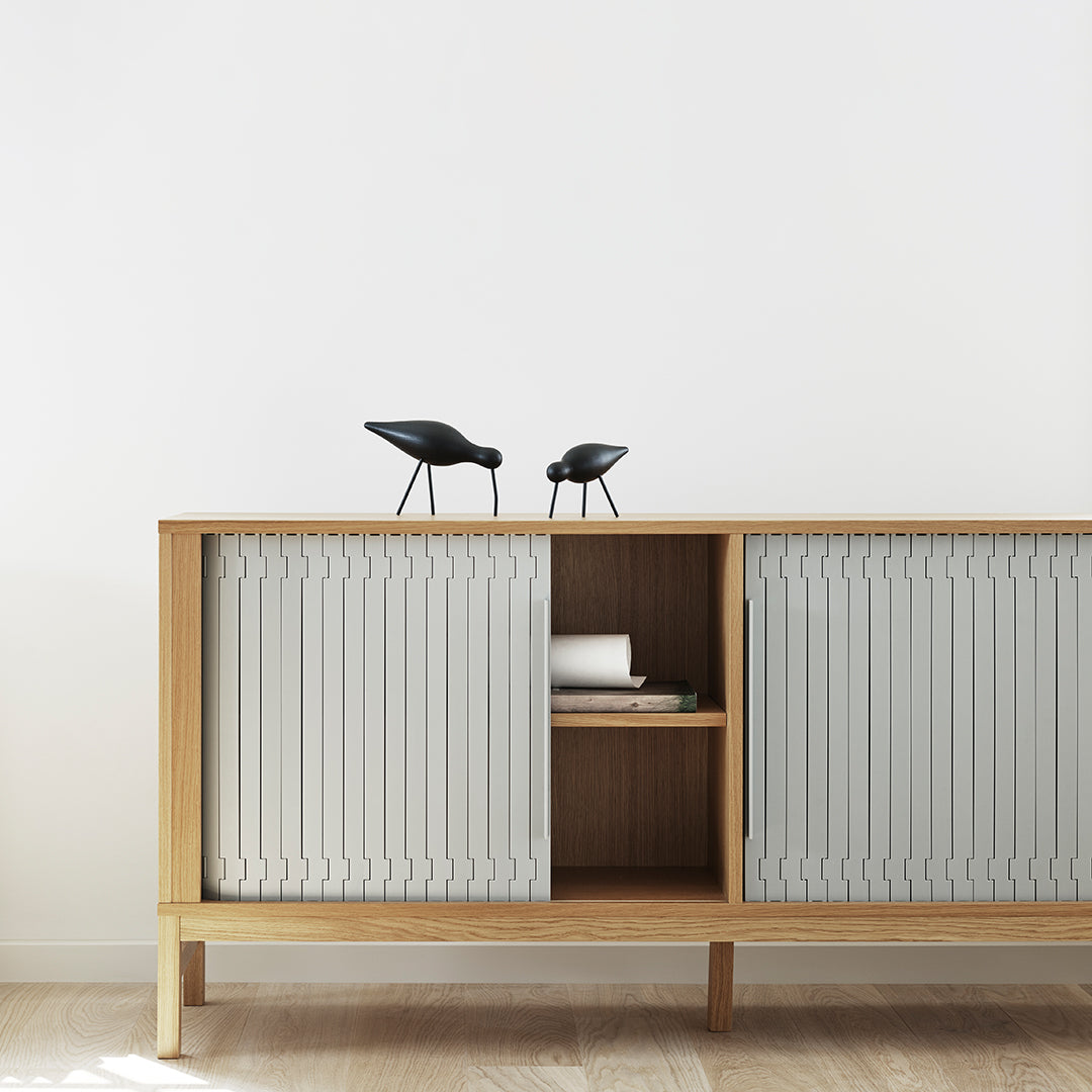 Modern Jalousie Sideboard Buffet Cabinet - Stylish Storage for Dining Room, Living Room & Entryway - Perfect for Organizing Dishes, Linens & Home Decor