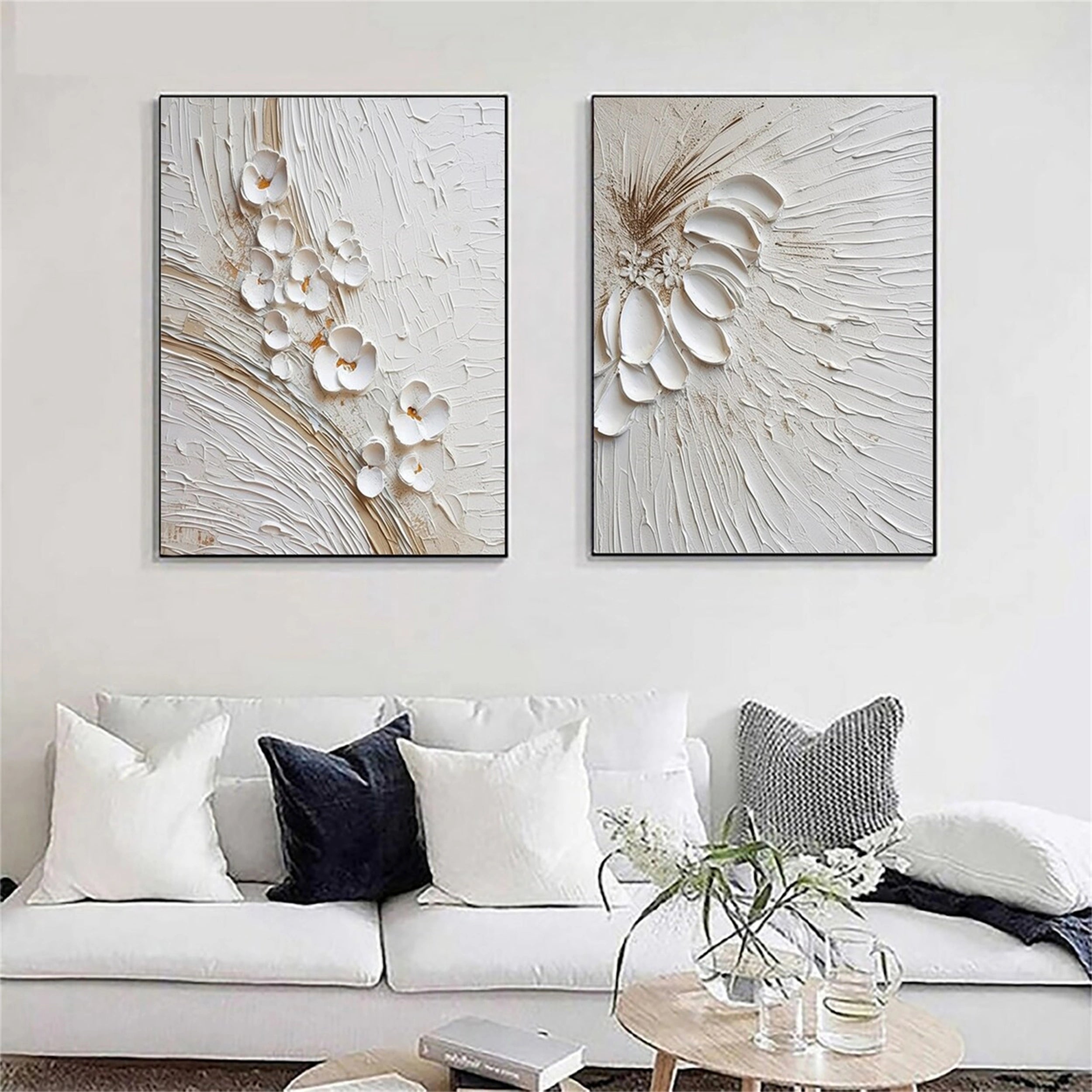 2-Piece Floral and Tree Landscape Painting Set #FT038 - Perfect for Home Decor, Living Room, Bedroom & Office Wall Art