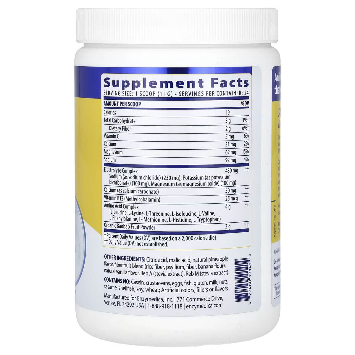 Enzymedica Fasting Today 264g Pineapple Flavor Digestive Enzyme Supplement - Supports Intermittent Fasting & Gut Health