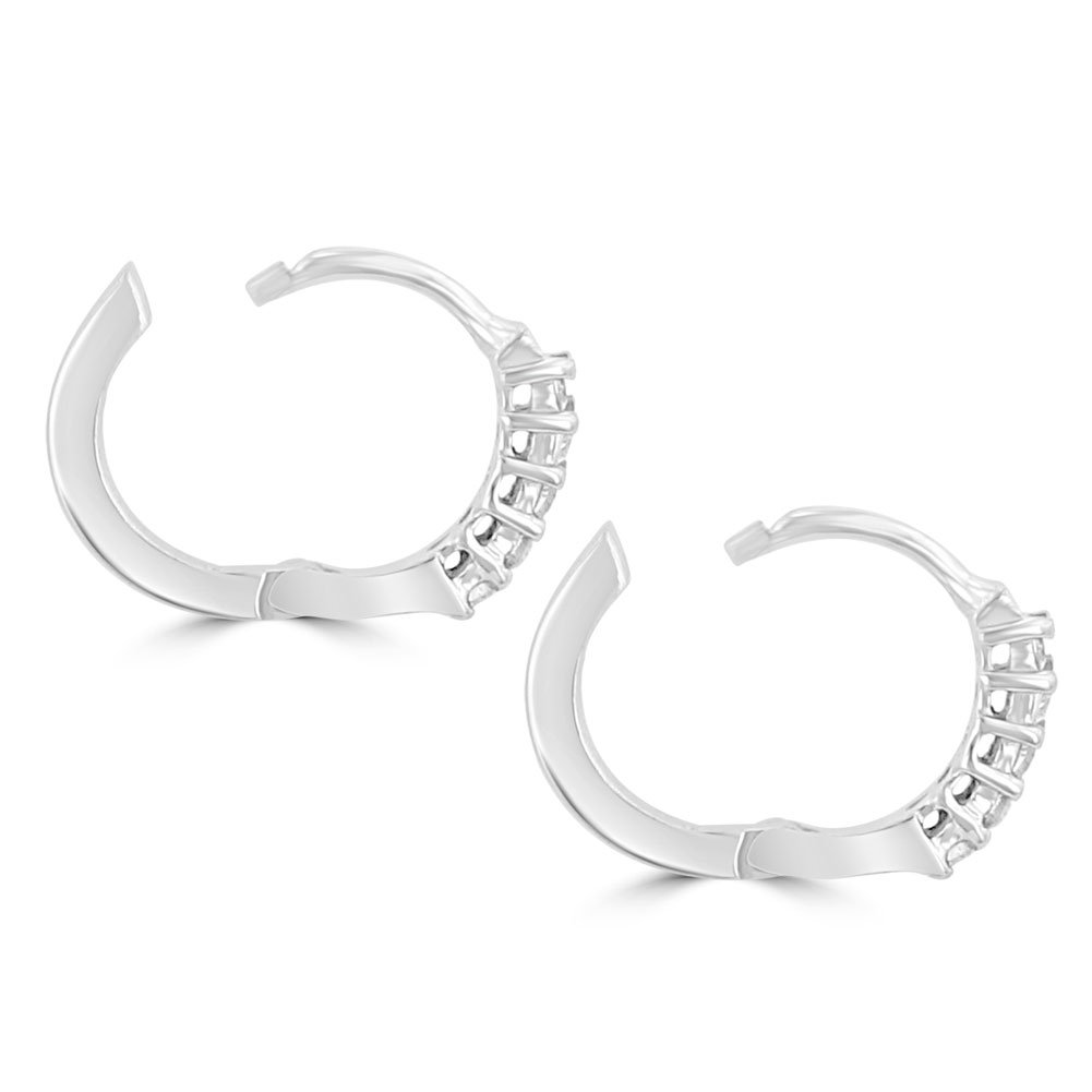 0.25 Carat Round Cut Diamond Hoop Huggie Earrings for Women in 14K White Gold - Perfect for Weddings, Anniversaries & Everyday Elegance