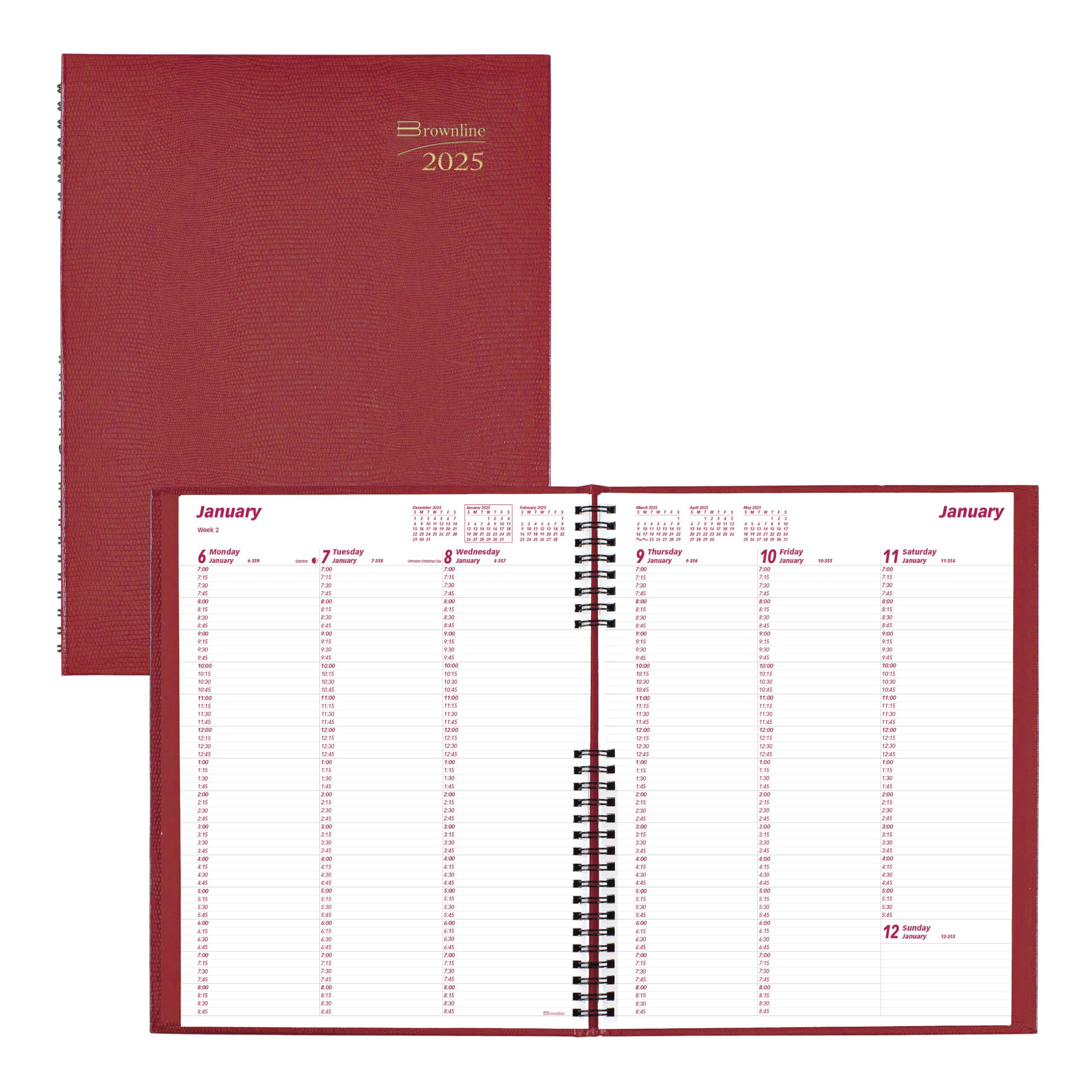 Brownline® 2025 CoilPro™ Weekly Planner - 12 Month Appointment Calendar (January-December) with Twin-Wire Binding, 11