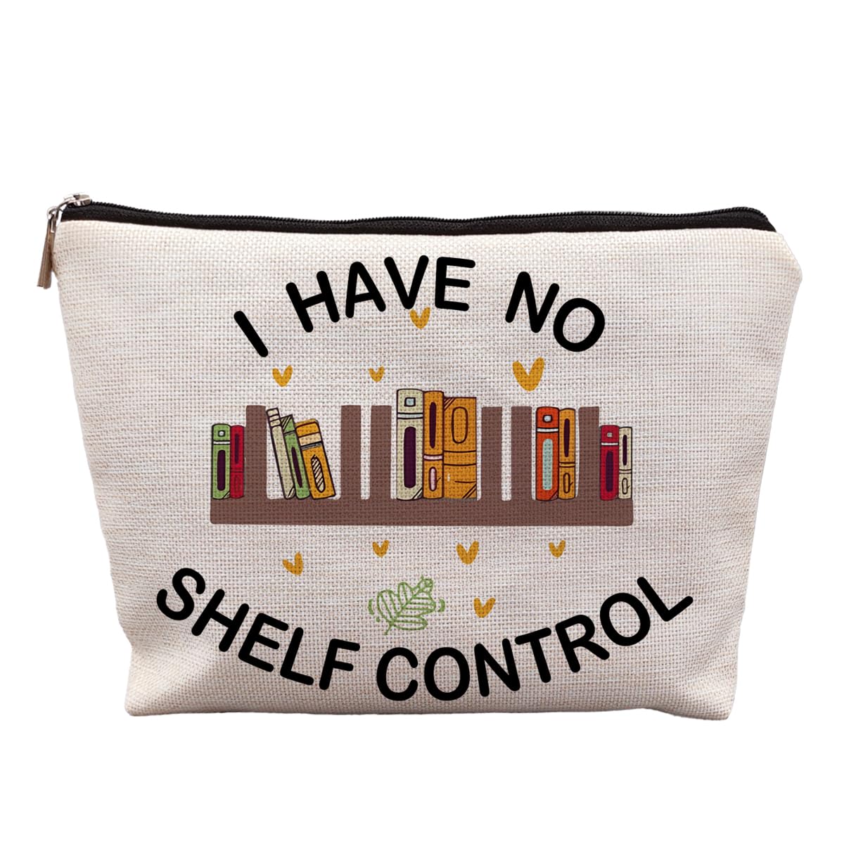 Book Lovers Canvas Makeup Bag - Perfect Gift for Bookworms, Readers & Bibliophiles - 'I Have No Self Control' Book-Themed Cosmetic Pouch - Ideal for Travel, Daily Use & Book Club Meetings