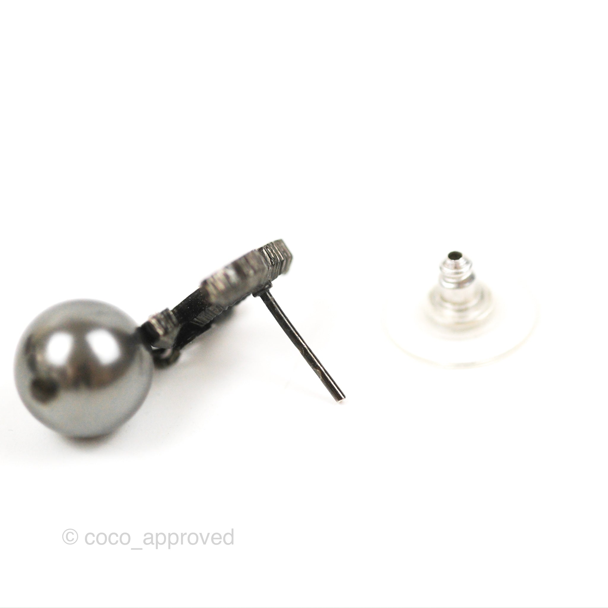 Chanel CC Black Bead Drop Earrings in Gun Metal - 19A Collection | Luxury Fashion Jewelry for Women | Perfect for Evening Parties & Special Occasions