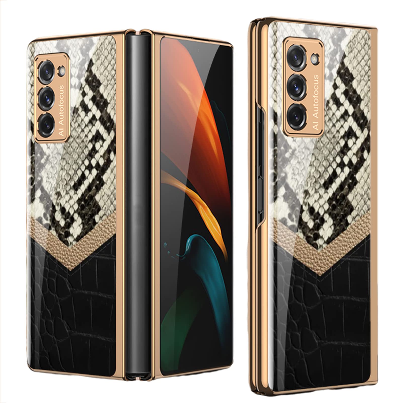 Samsung Galaxy Z Fold 2 5G Case & Z Fold 3 Case - Ultra Thin Tempered Glass Protective Cover with Fashion Electroplated PC Back | Slim Shockproof Phone Case for Work & Travel