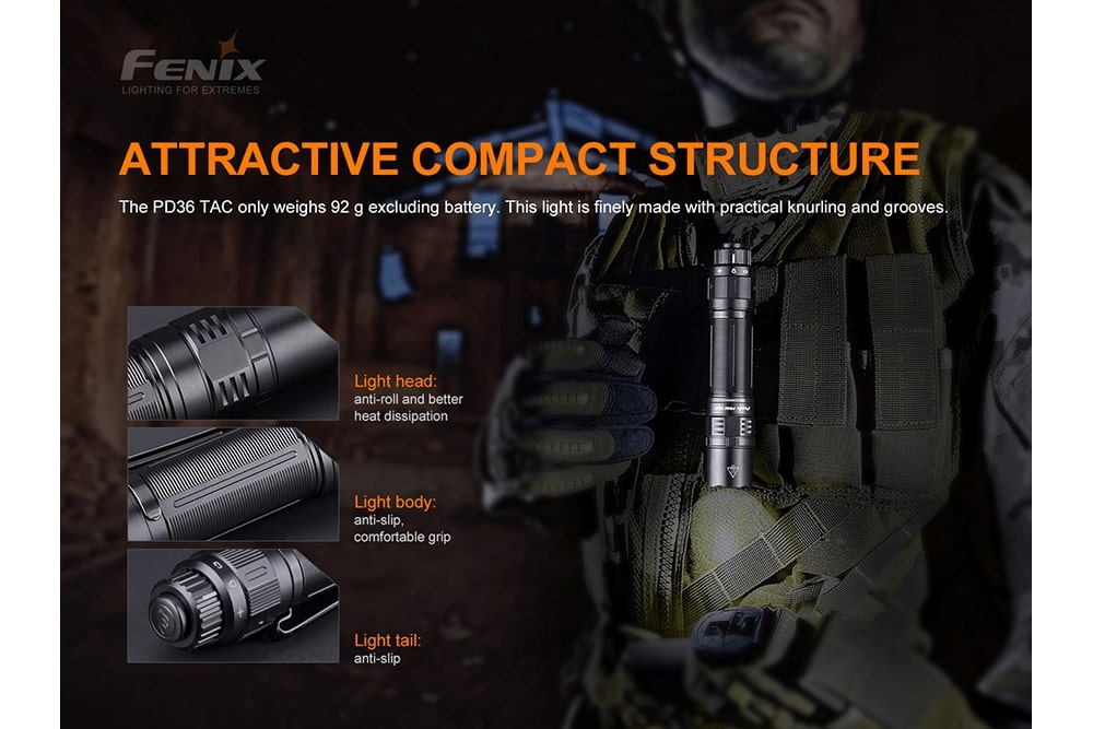 Fenix PD36 TAC Tactical Flashlight 3000 Lumens - Rechargeable LED Flashlight for Camping, Hiking, Emergency & Outdoor Adventures