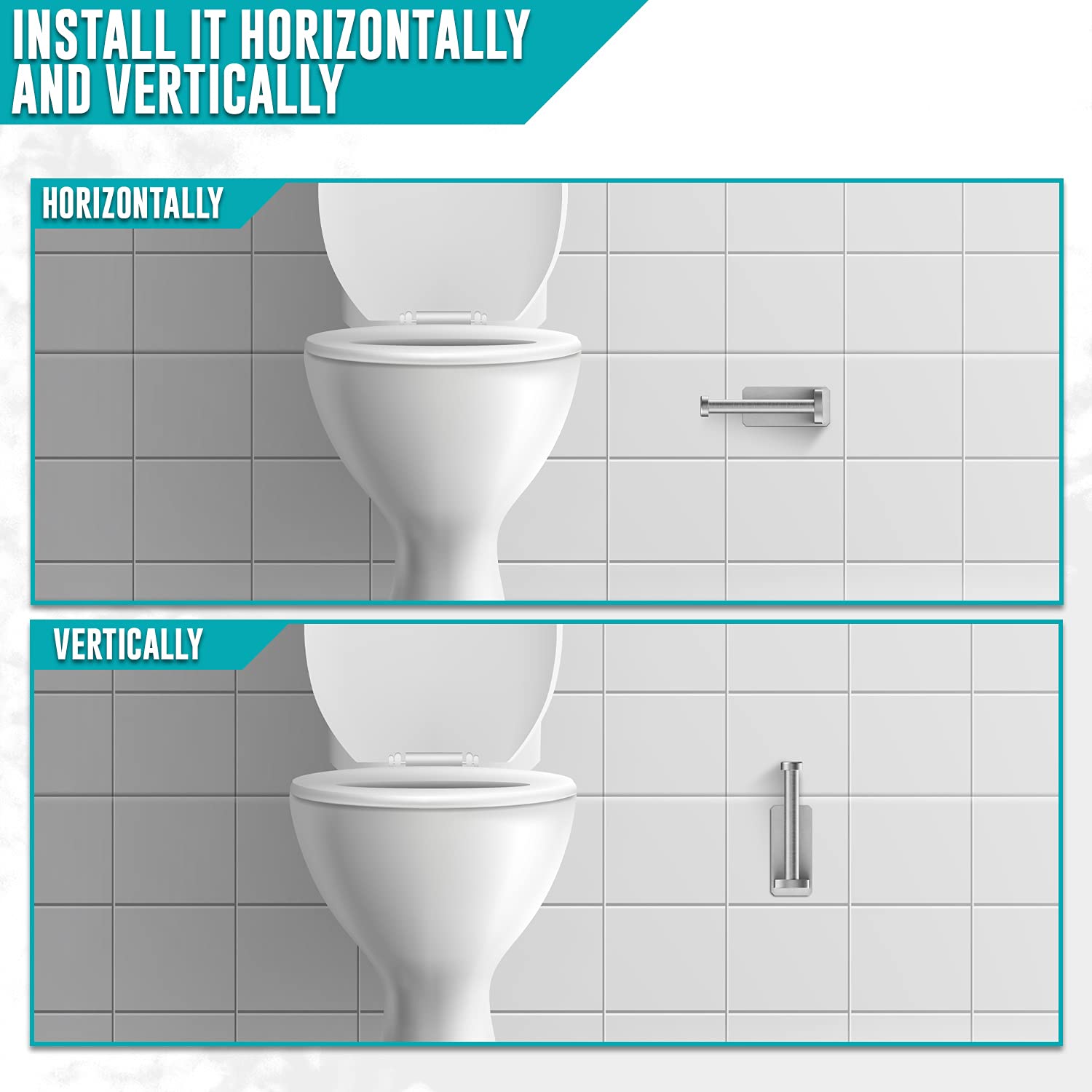 Stainless Steel Wall Mount Toilet Paper Holder - No Drill Self Adhesive Bathroom & Kitchen Toilet Roll Holder - Waterproof Rust-Resistant - Perfect for Small Spaces, Apartments, RVs and Modern Home Decor