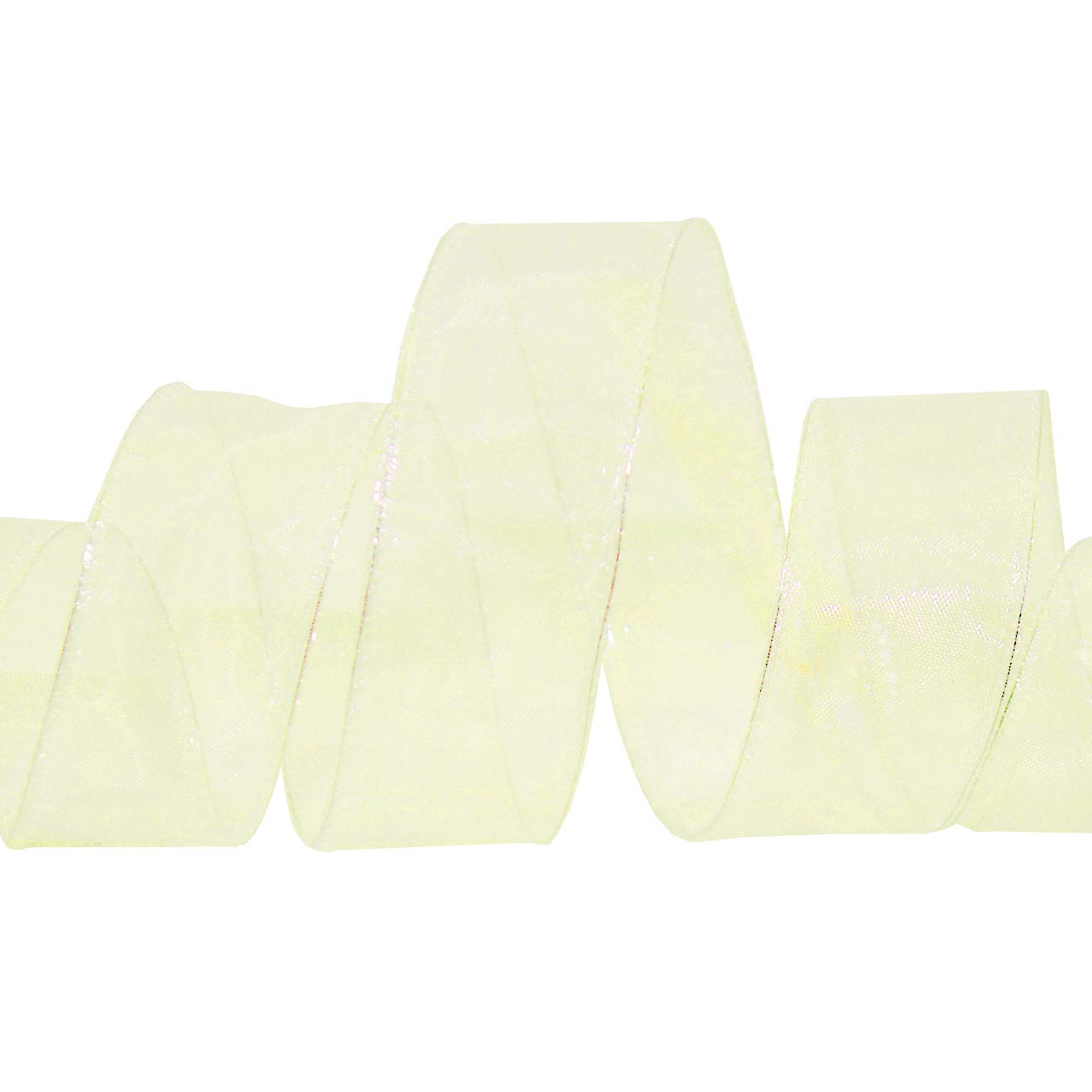 Morex 1-Inch Ivory Chiffon Ribbon with Wire - 25 Yard Spool for Gift Wrapping, Wedding Decorations & DIY Crafts